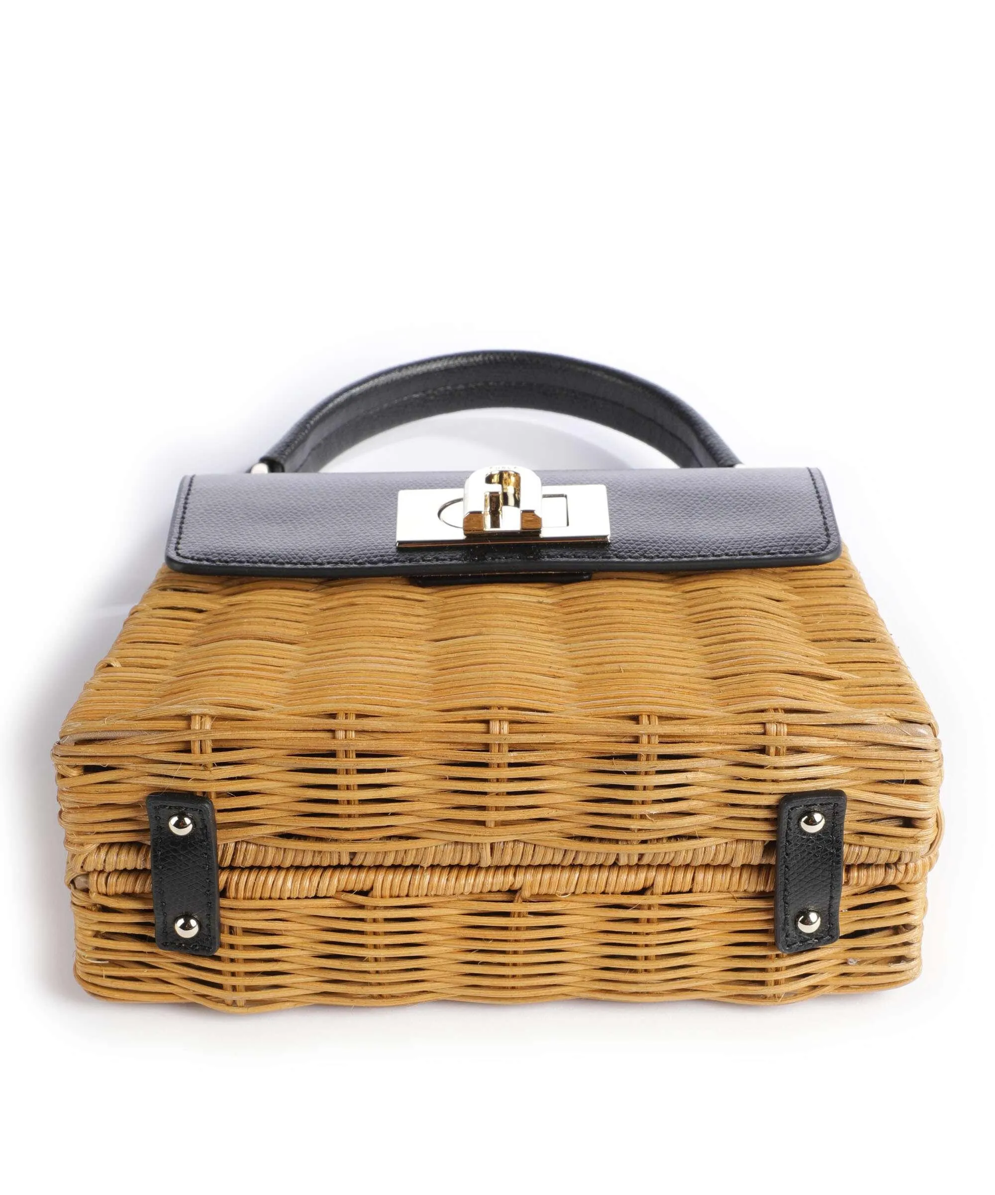  Furla 1927 Mini Borsa a tracolla rattan, pelle granulata nero  