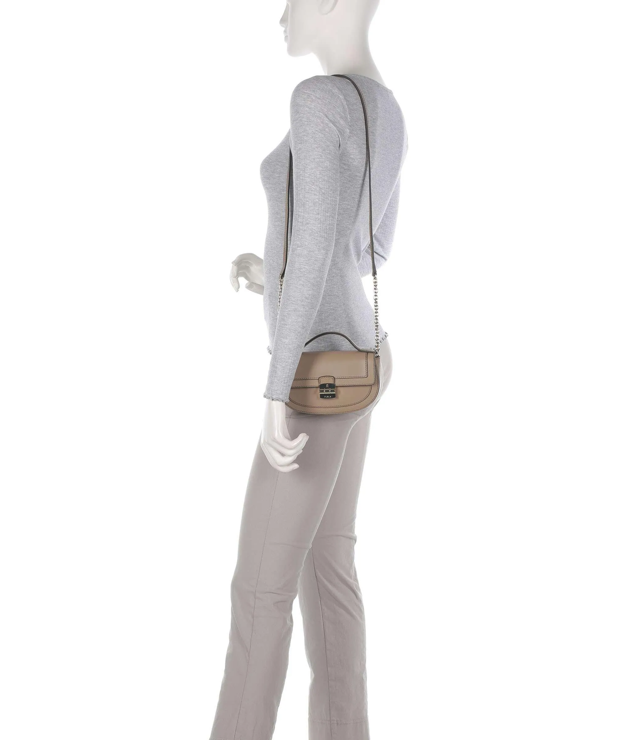  Furla Club 2 Mini Borsa a tracolla pelle granulata taupe  