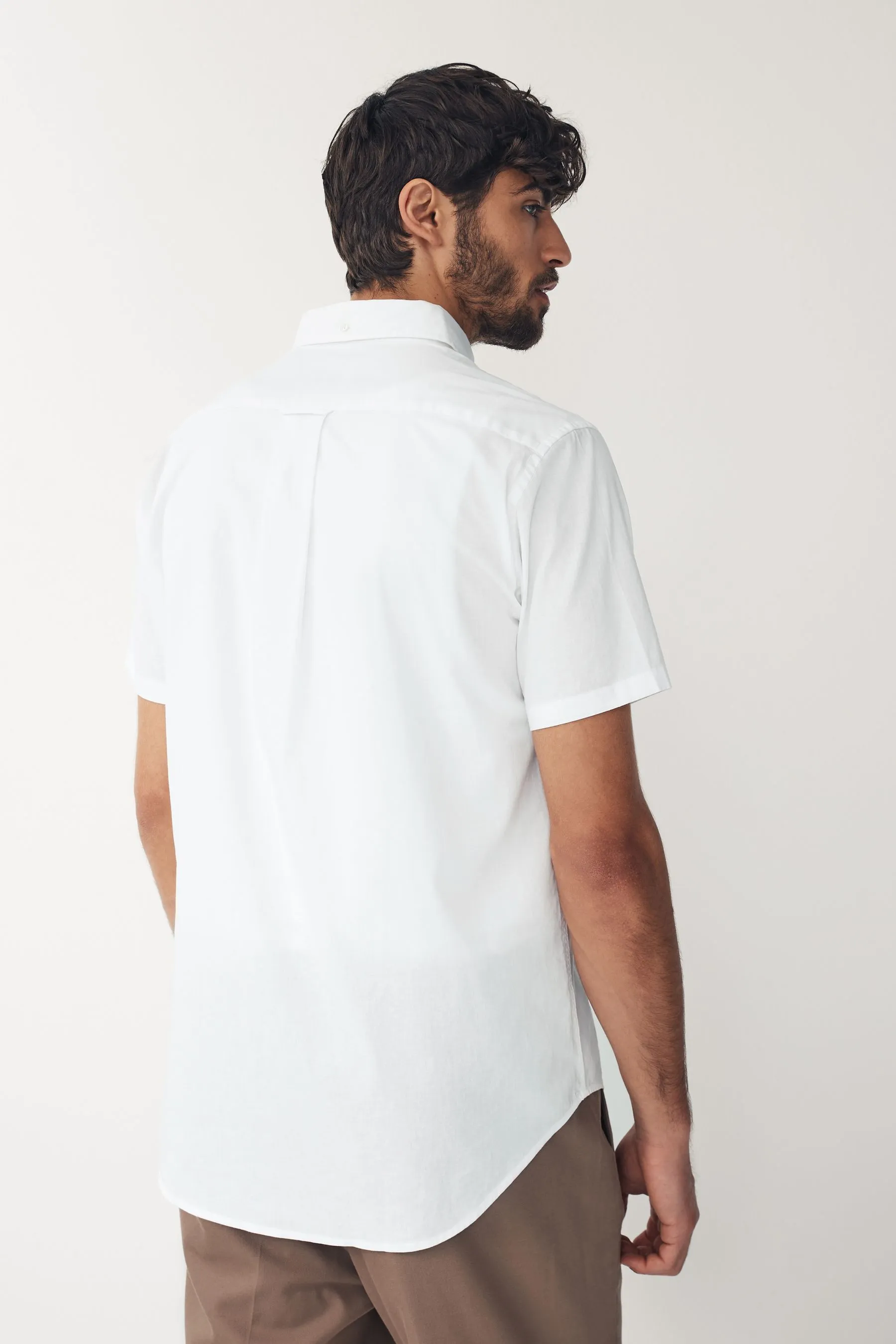 GANT regular  - Camicia in Manica corta di cotone e lino