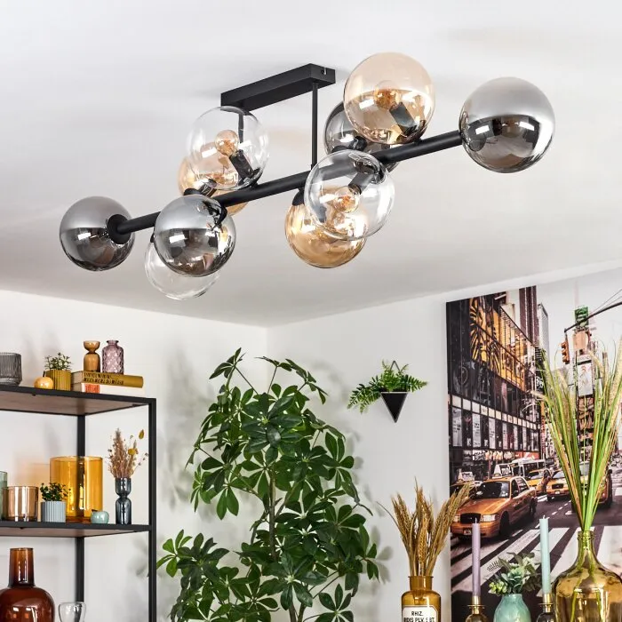 Gastor Plafoniera, Lampada a sfera Ambrato, Chiaro, Grigio fumo, 10-Luci