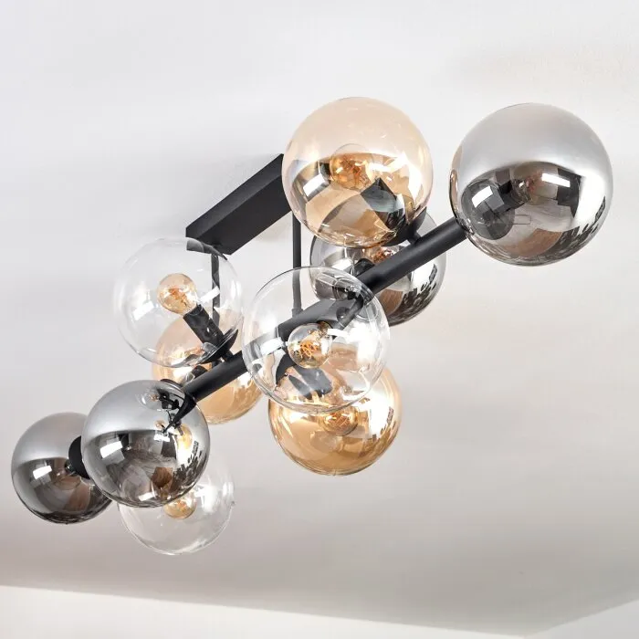 Gastor Plafoniera, Lampada a sfera Ambrato, Chiaro, Grigio fumo, 10-Luci