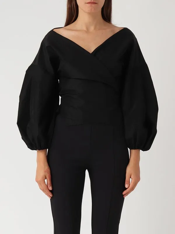 GIADA CURTI  Camicia donna Giada Curti in taffetà a incrocio con manica a palloncino Nero
