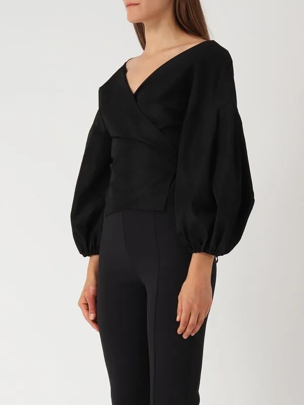 GIADA CURTI  Camicia donna Giada Curti in taffetà a incrocio con manica a palloncino Nero
