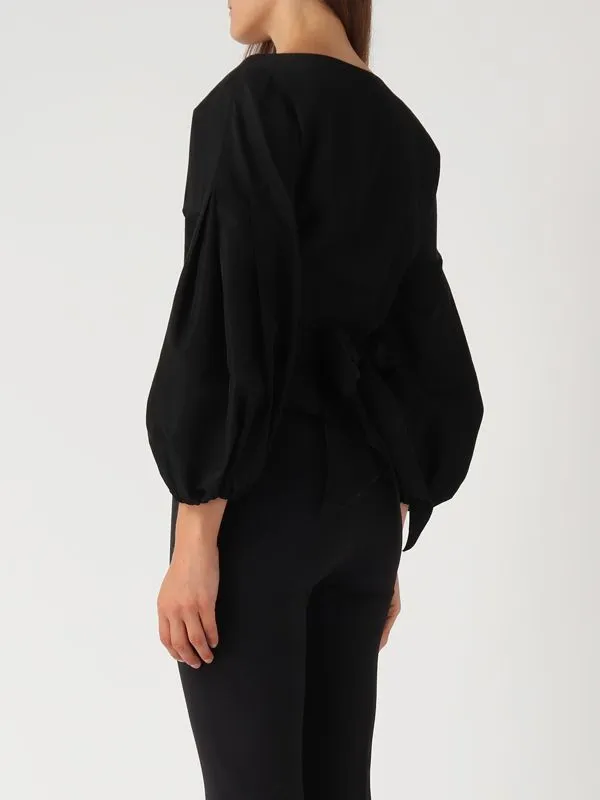 GIADA CURTI  Camicia donna Giada Curti in taffetà a incrocio con manica a palloncino Nero