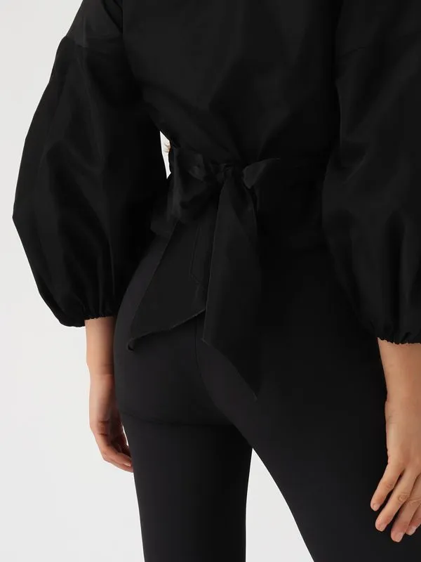 GIADA CURTI  Camicia donna Giada Curti in taffetà a incrocio con manica a palloncino Nero