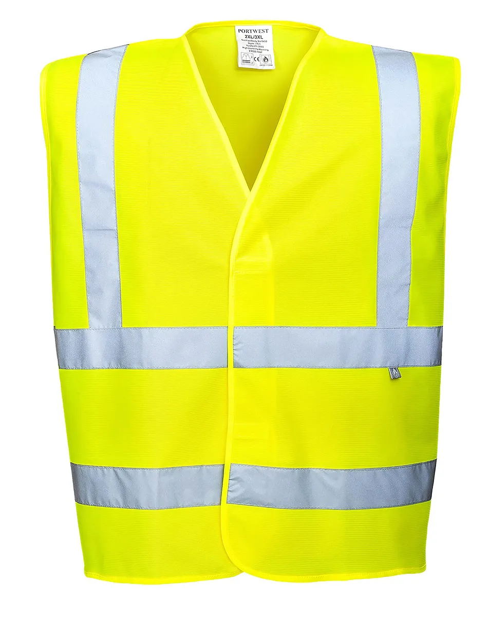 Gilet alta visibilità Colore giallo Portwest, L/XL, Antistatico, Ritardante la fiamma, chiusura con Velcro