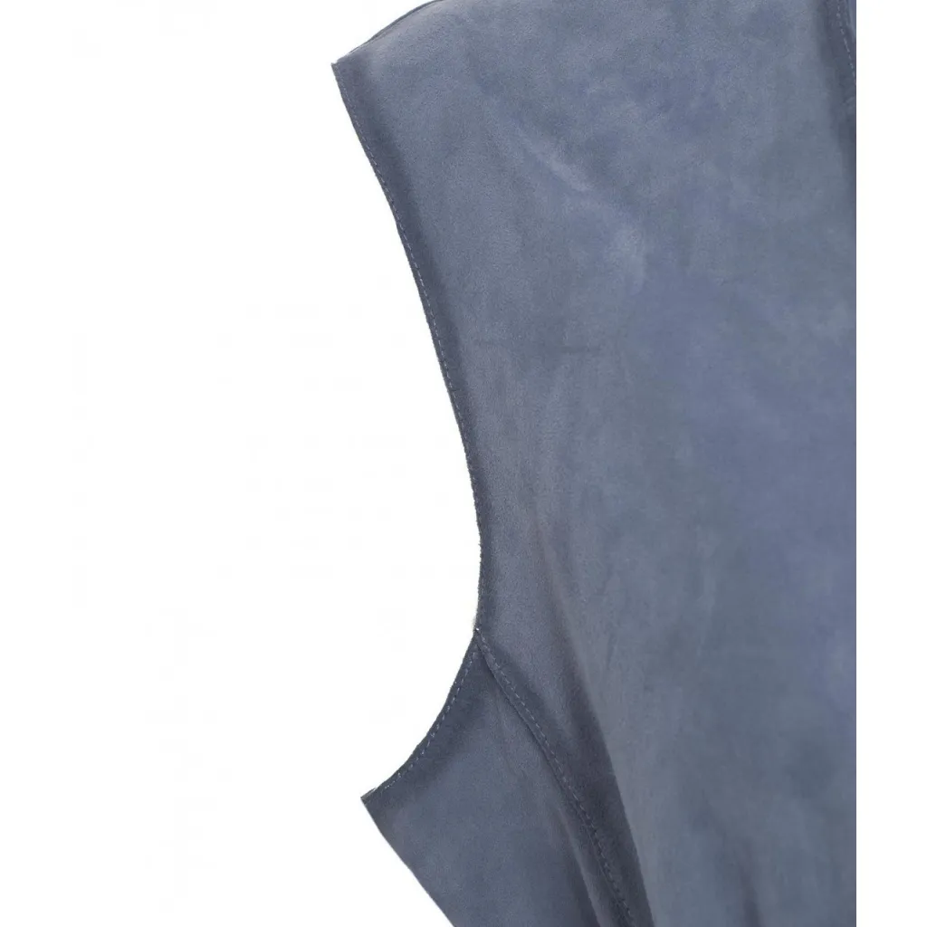 Gilet in camoscio con frange blu