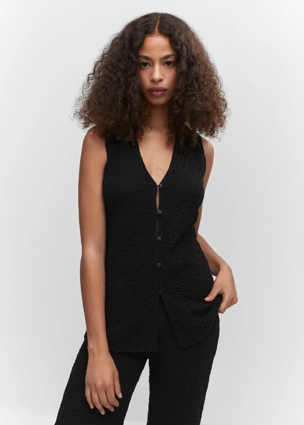 Gilet texture collo polo