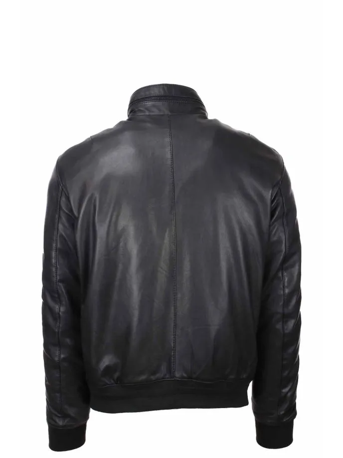 Giubbotto bomber in pelle con imbottitura