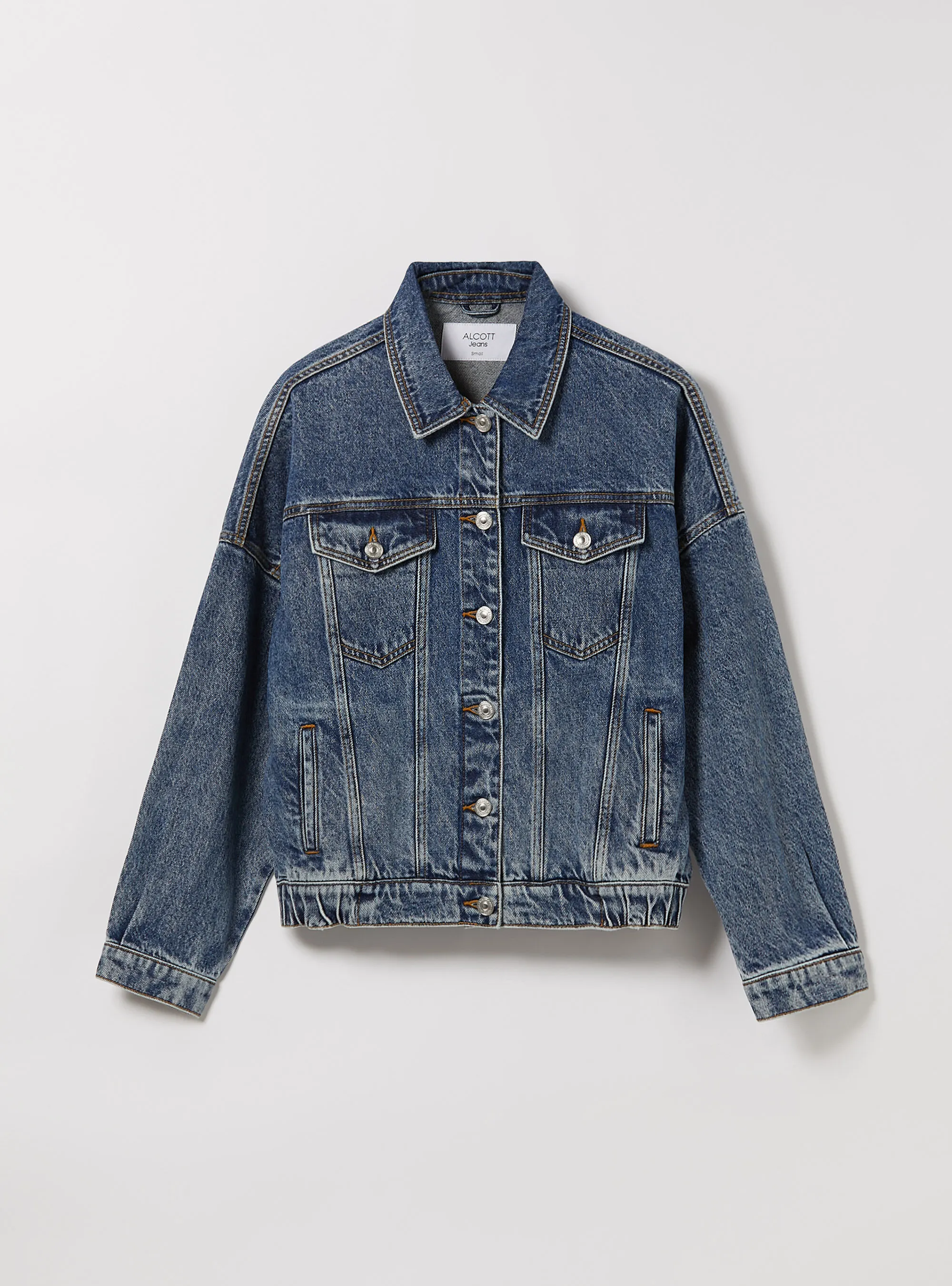 Giubbotto boxy fit in denim con elastico in vita