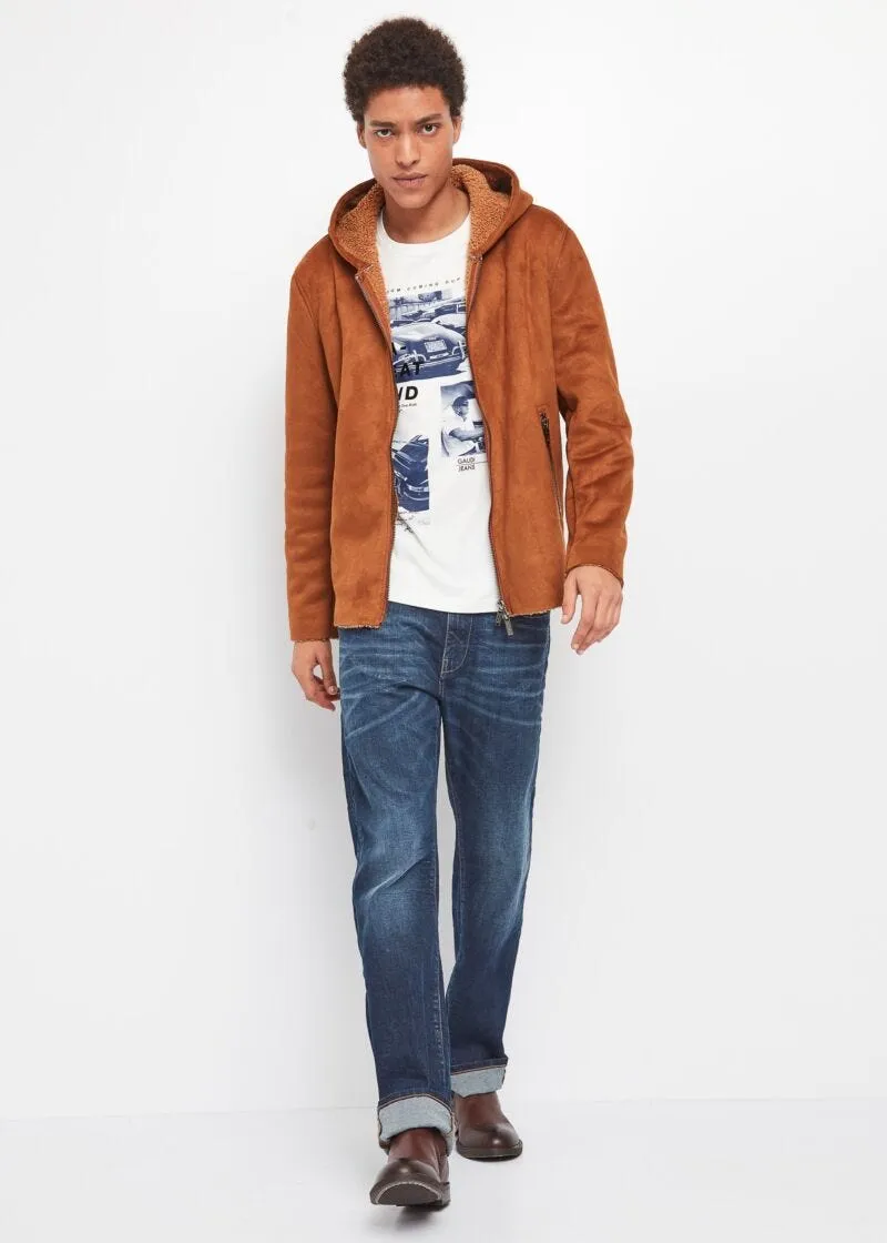 Giubbotto con cappuccio in suede