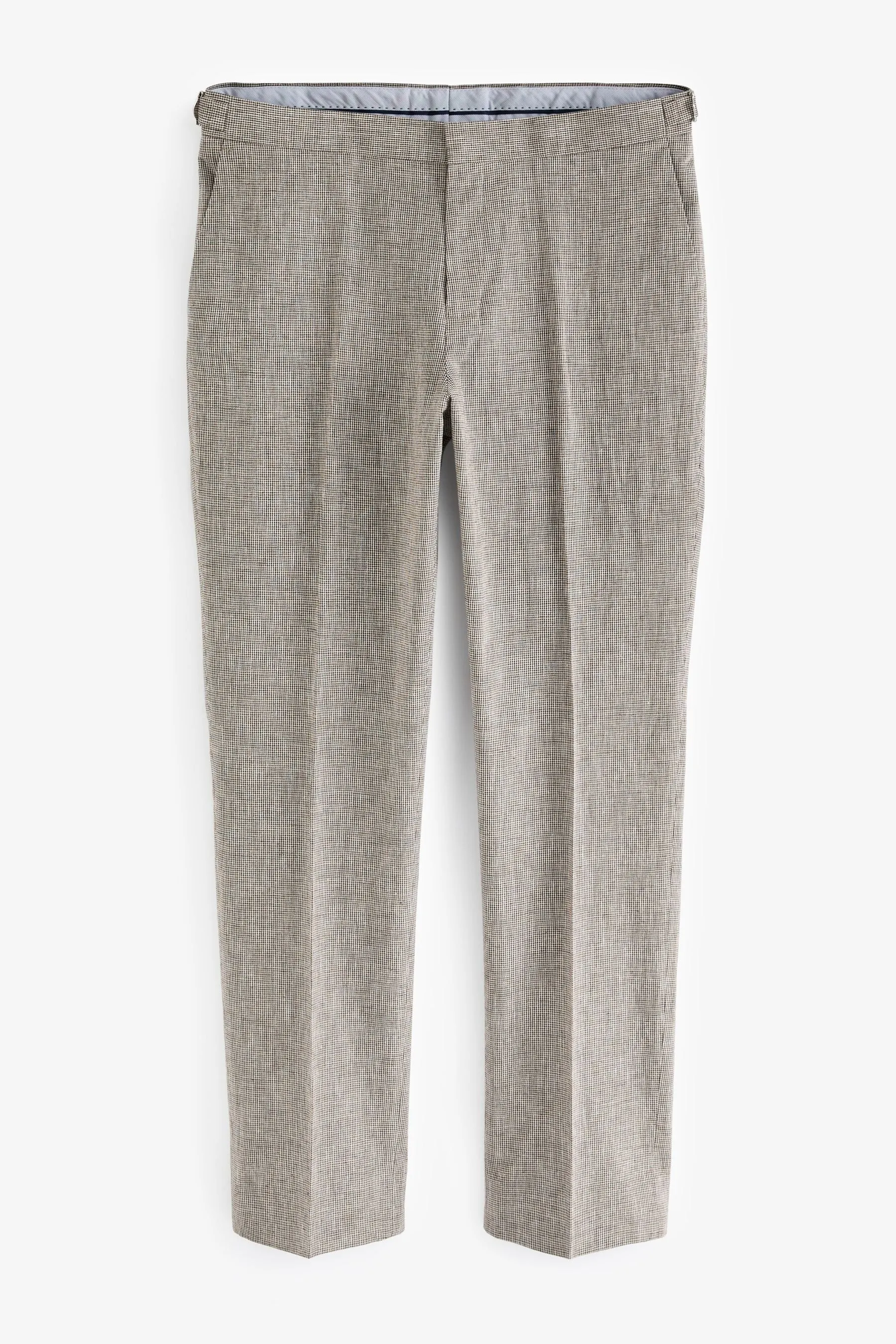 Grigio talpa  - Vestibilità sartoriale - Completo pied de poule in lino: Pantaloni