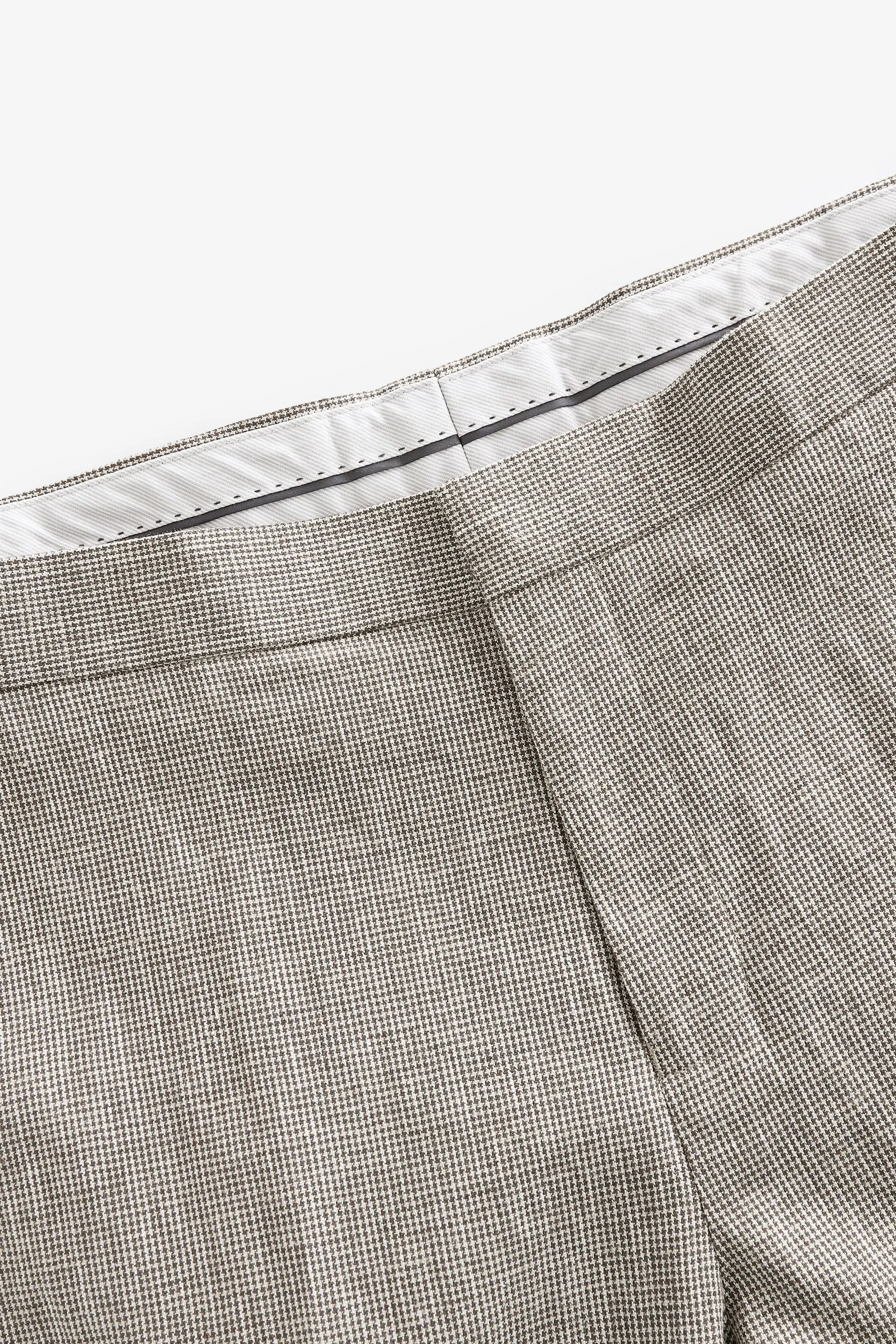 Grigio talpa  - Vestibilità sartoriale - Completo pied de poule in lino: Pantaloni