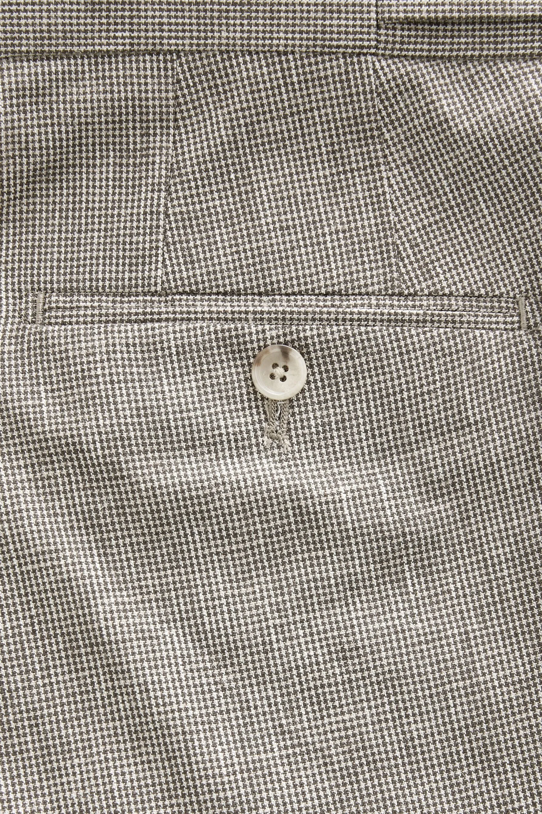 Grigio talpa  - Vestibilità sartoriale - Completo pied de poule in lino: Pantaloni