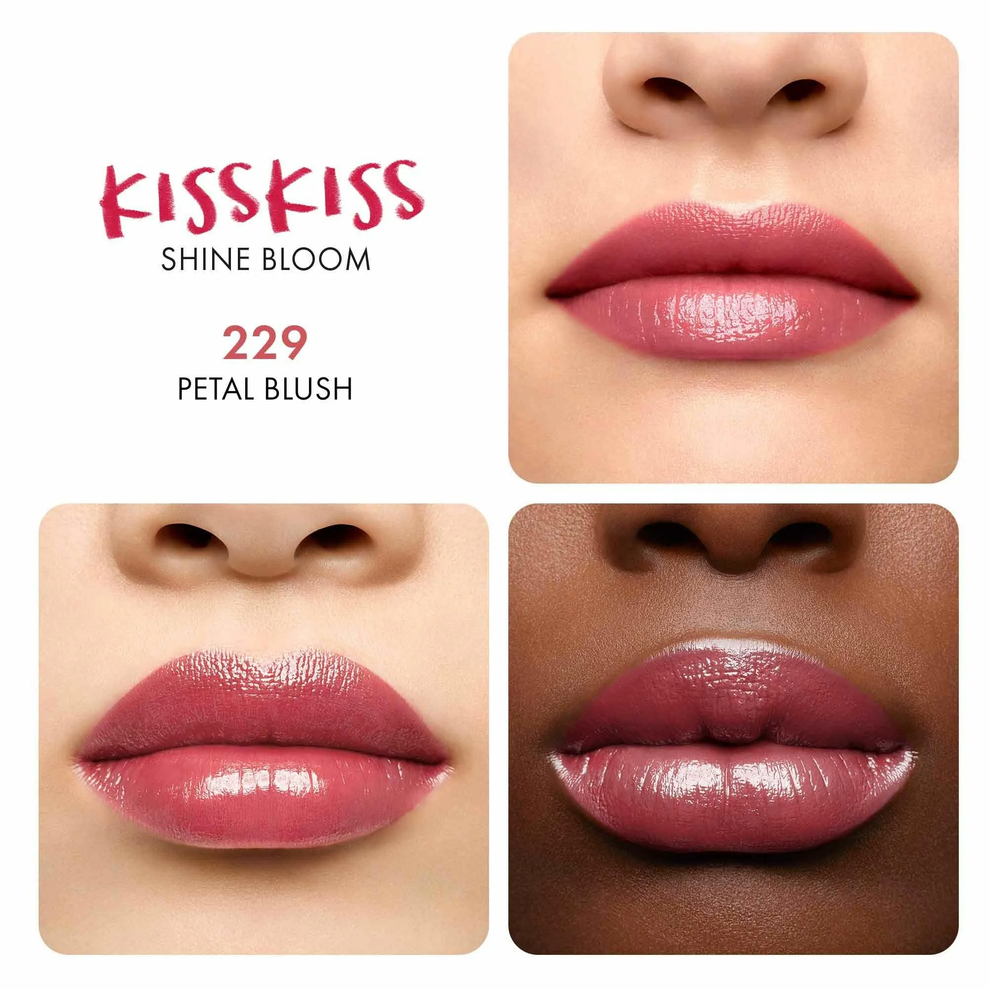 GUERLAIN   KissKiss Shine Bloom - Rossetto lucido con 95 di ingredienti di origine naturale |  - 229 PETAL BLUSH
