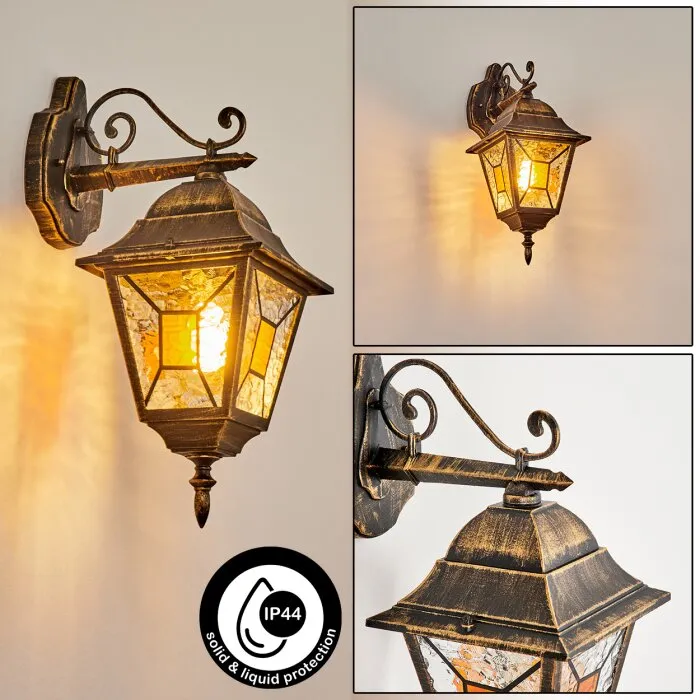 Halla Applique da esterno Antichizzato, Oro, Nero, 1-Luce