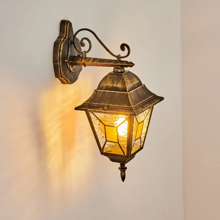 Halla Applique da esterno Antichizzato, Oro, Nero, 1-Luce
