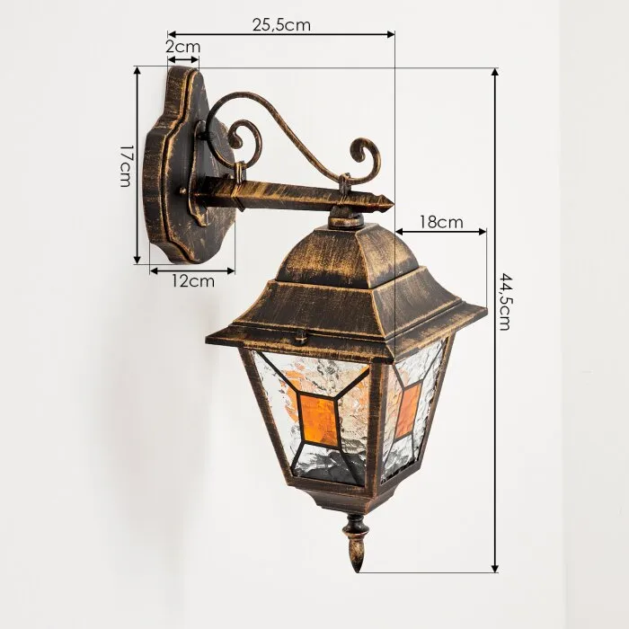 Halla Applique da esterno Antichizzato, Oro, Nero, 1-Luce