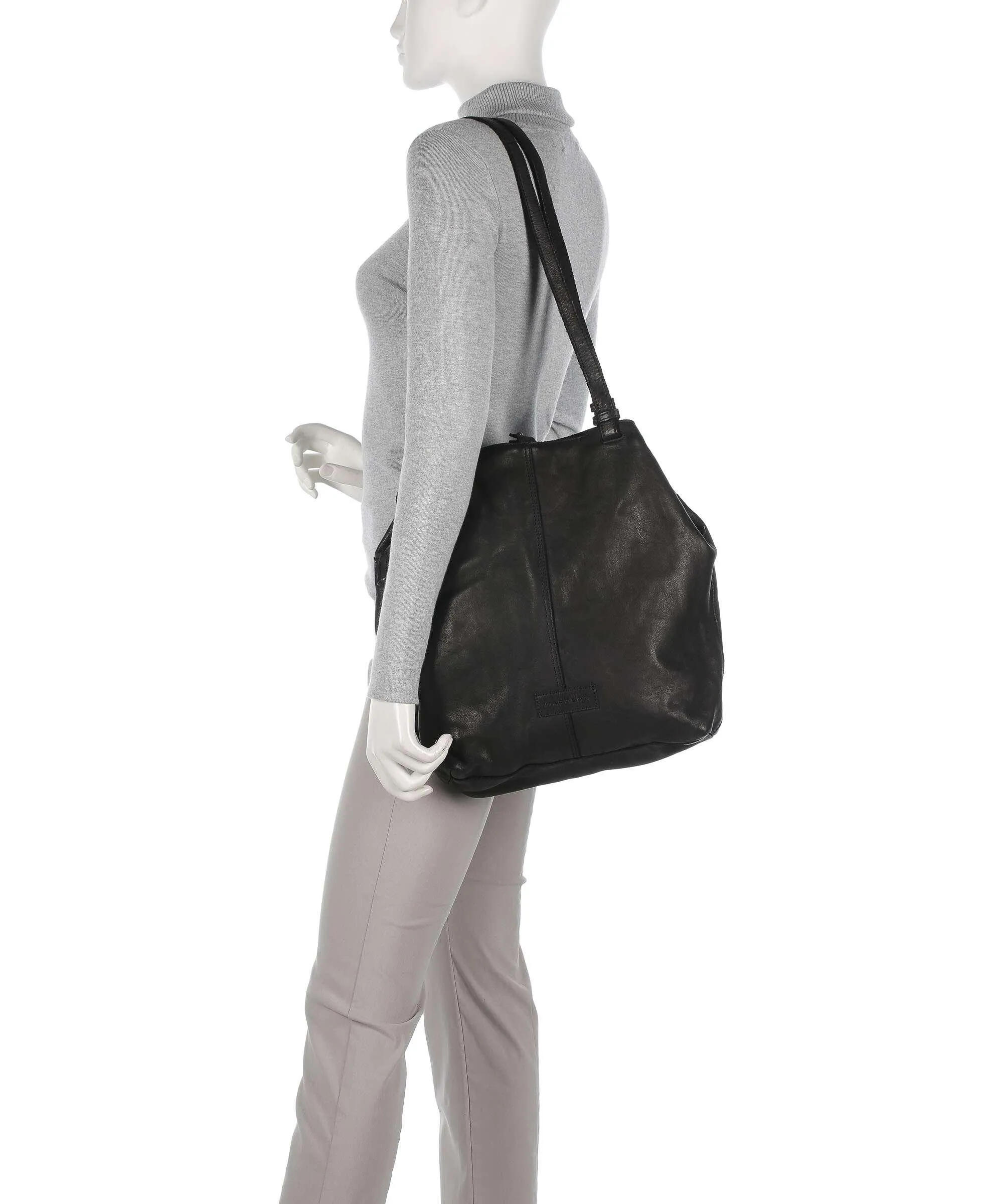  Harold's Submarine Borsa shopper pelle di vacchetta finemente grana nero  