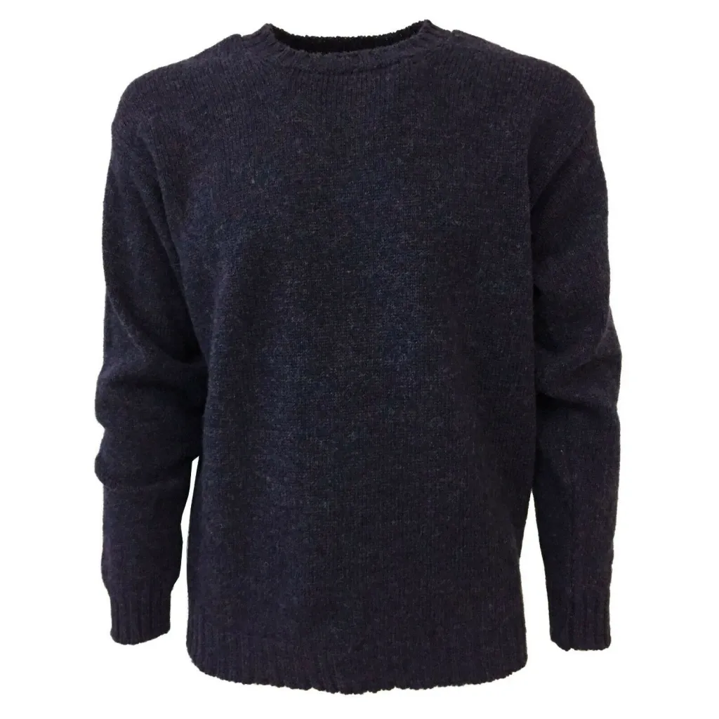 HAWICO Maglia uomo girocollo mod BURNSIDE N 100% lana shetland melange MADE IN SCOTLAND