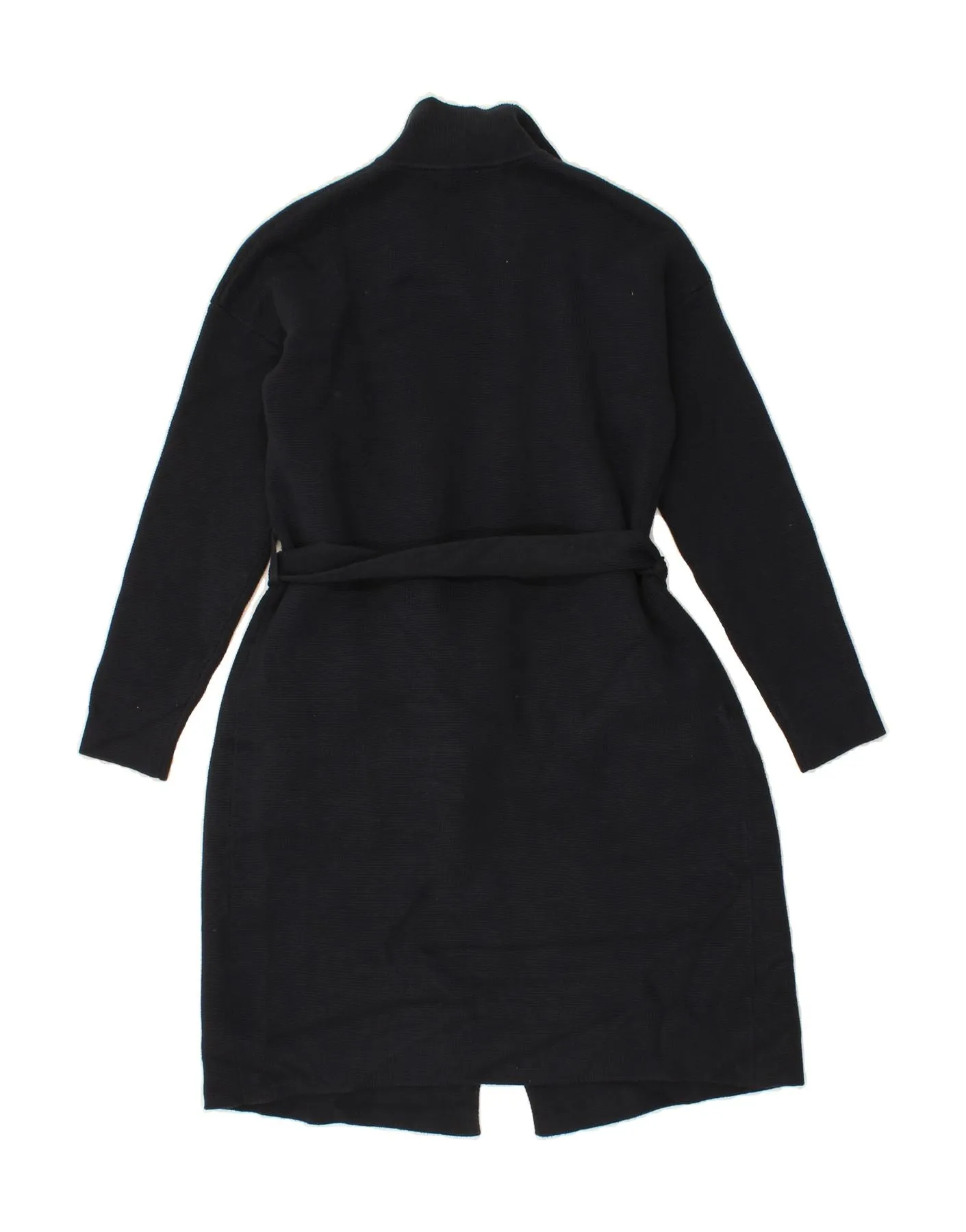 HOBBS Womens Loose Fit Knit Overcoat UK 6 XS Navy Blue Cotton