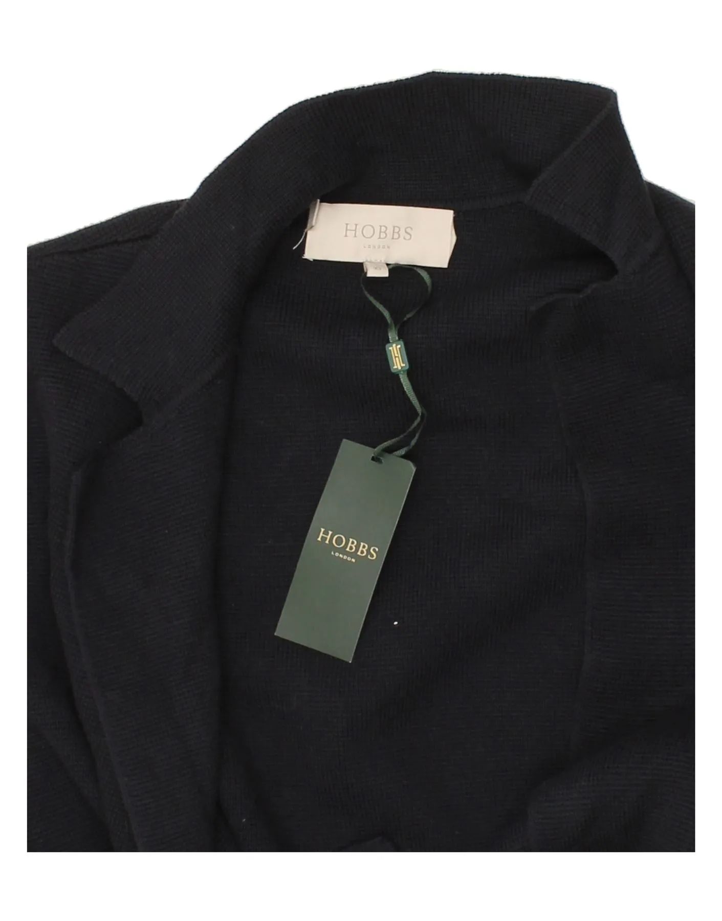 HOBBS Womens Loose Fit Knit Overcoat UK 6 XS Navy Blue Cotton