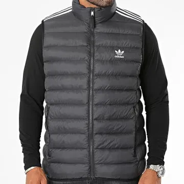 HZ0686 Cappotto senza maniche a righe nero