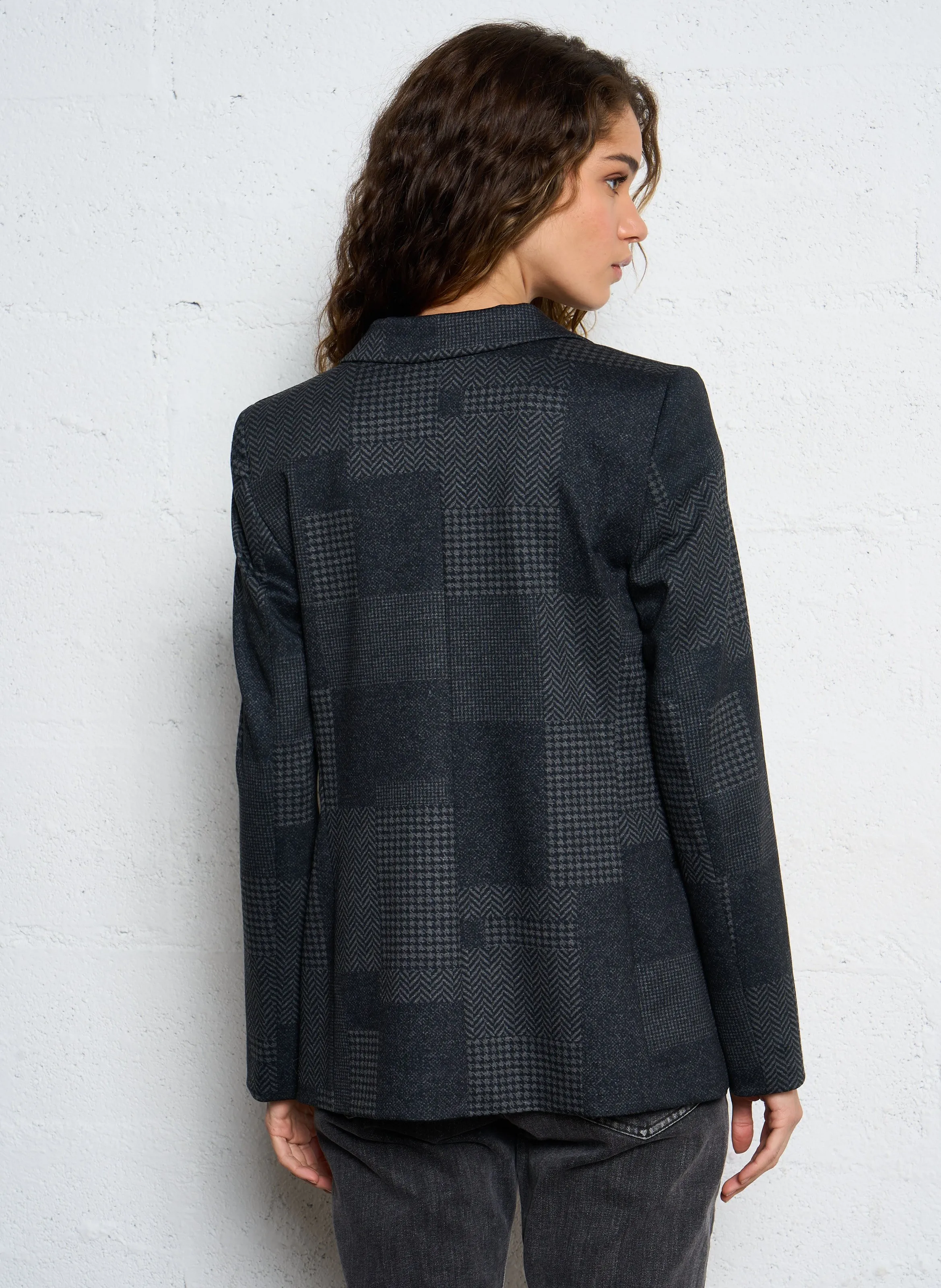  IKKS   Giacca tailleur taglio dritto stampata | Grigio
