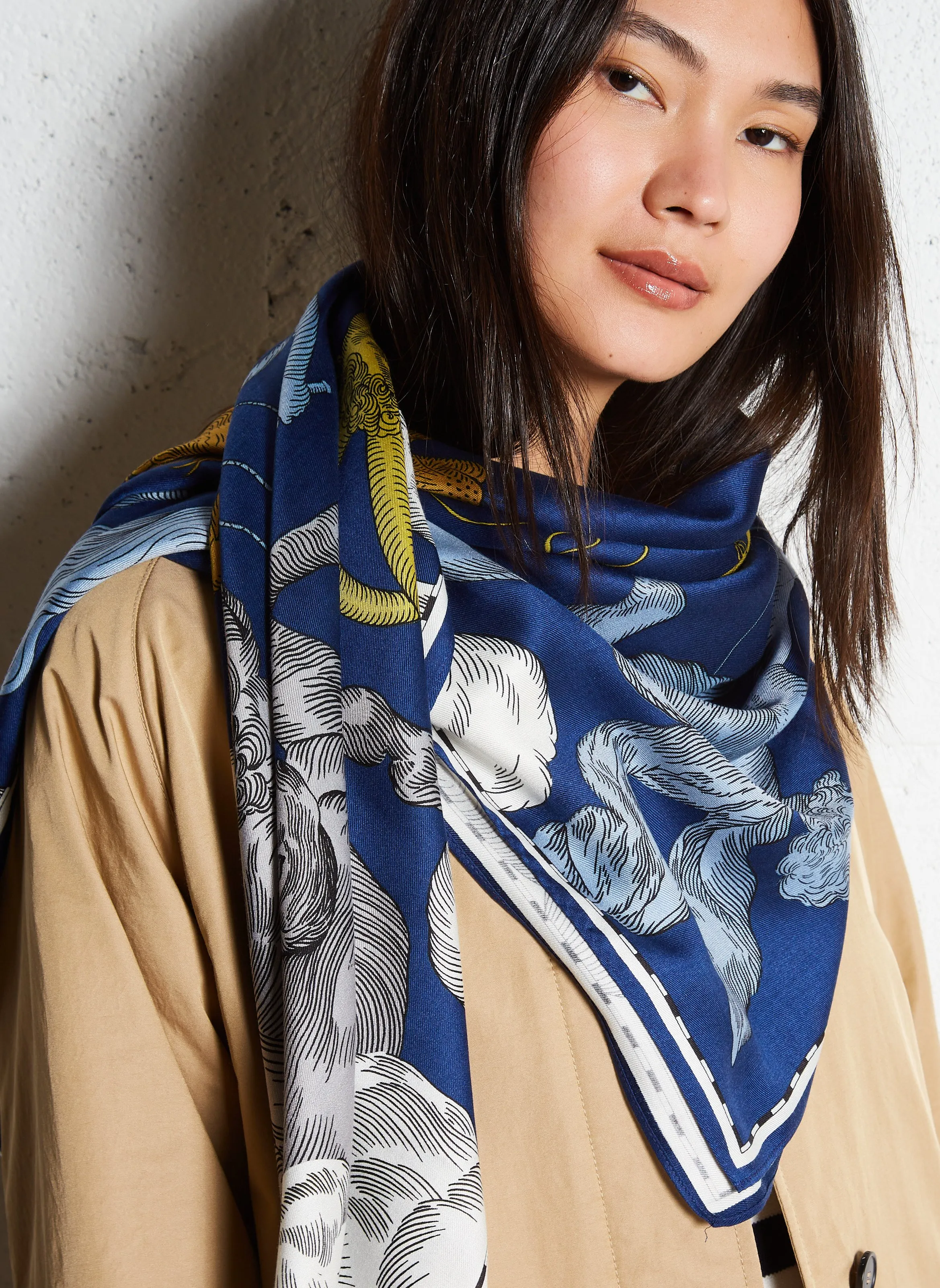  INOUI EDITIONS   ASTROLOGIE - Foulard in seta mista stampata | Blu