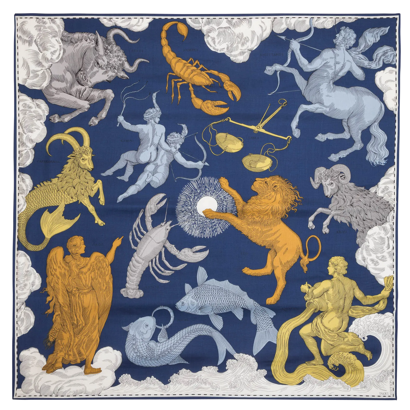  INOUI EDITIONS   ASTROLOGIE - Foulard in seta mista stampata | Blu