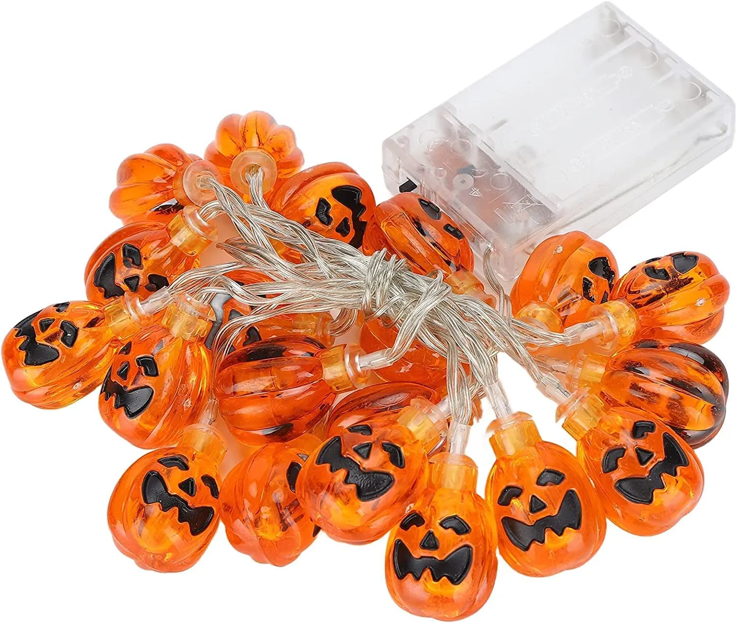 Itian Striscia da 2m con 20 Luci LED a Forma di Zucche 3D Arancioni Alimentate a Batteria per Decorazioni di Halloween