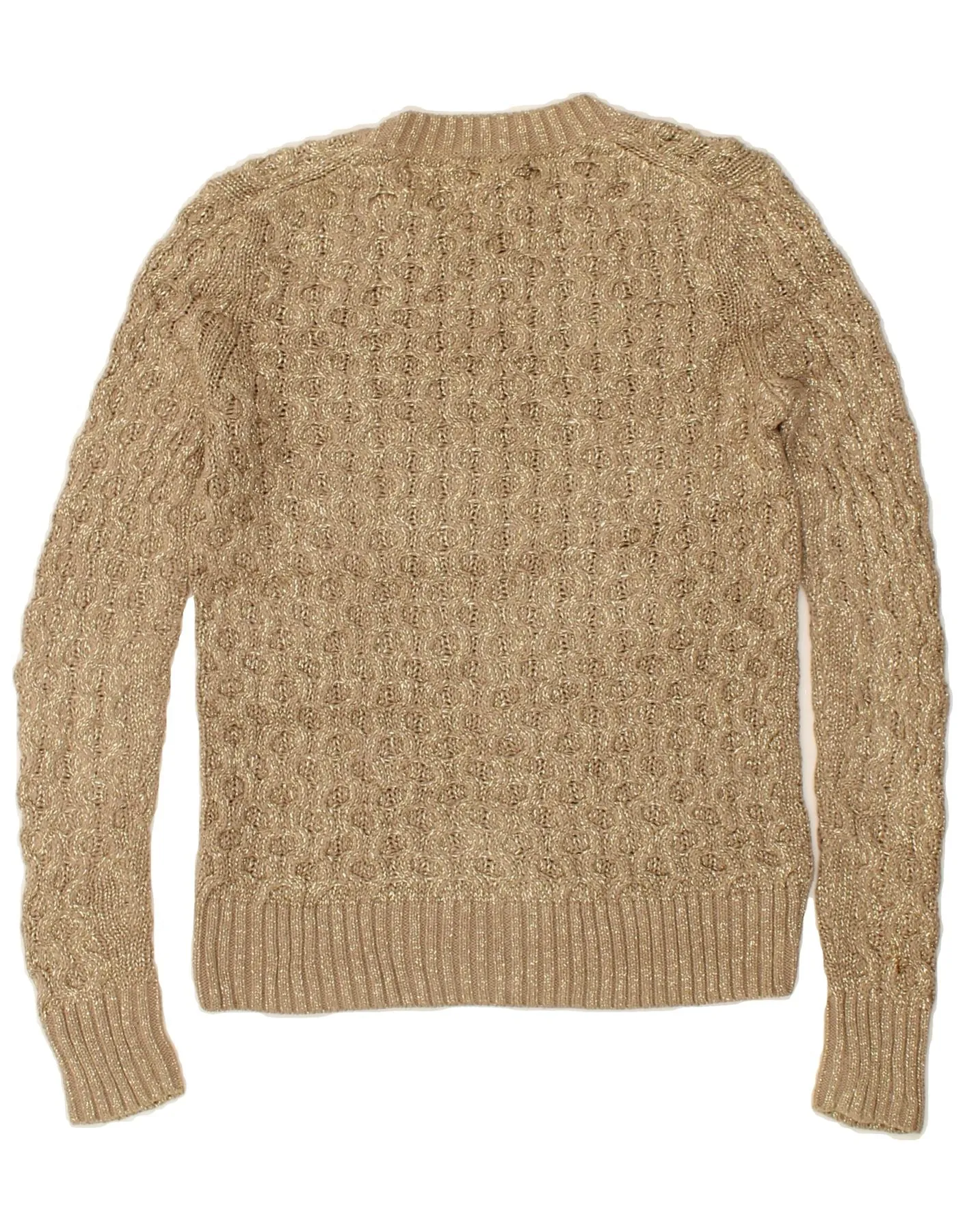 J. CREW Womens Crew Neck Jumper Sweater UK 12 Medium Beige Cotton