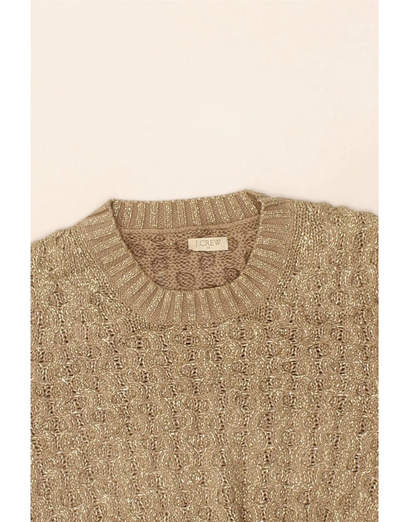 J. CREW Womens Crew Neck Jumper Sweater UK 12 Medium Beige Cotton