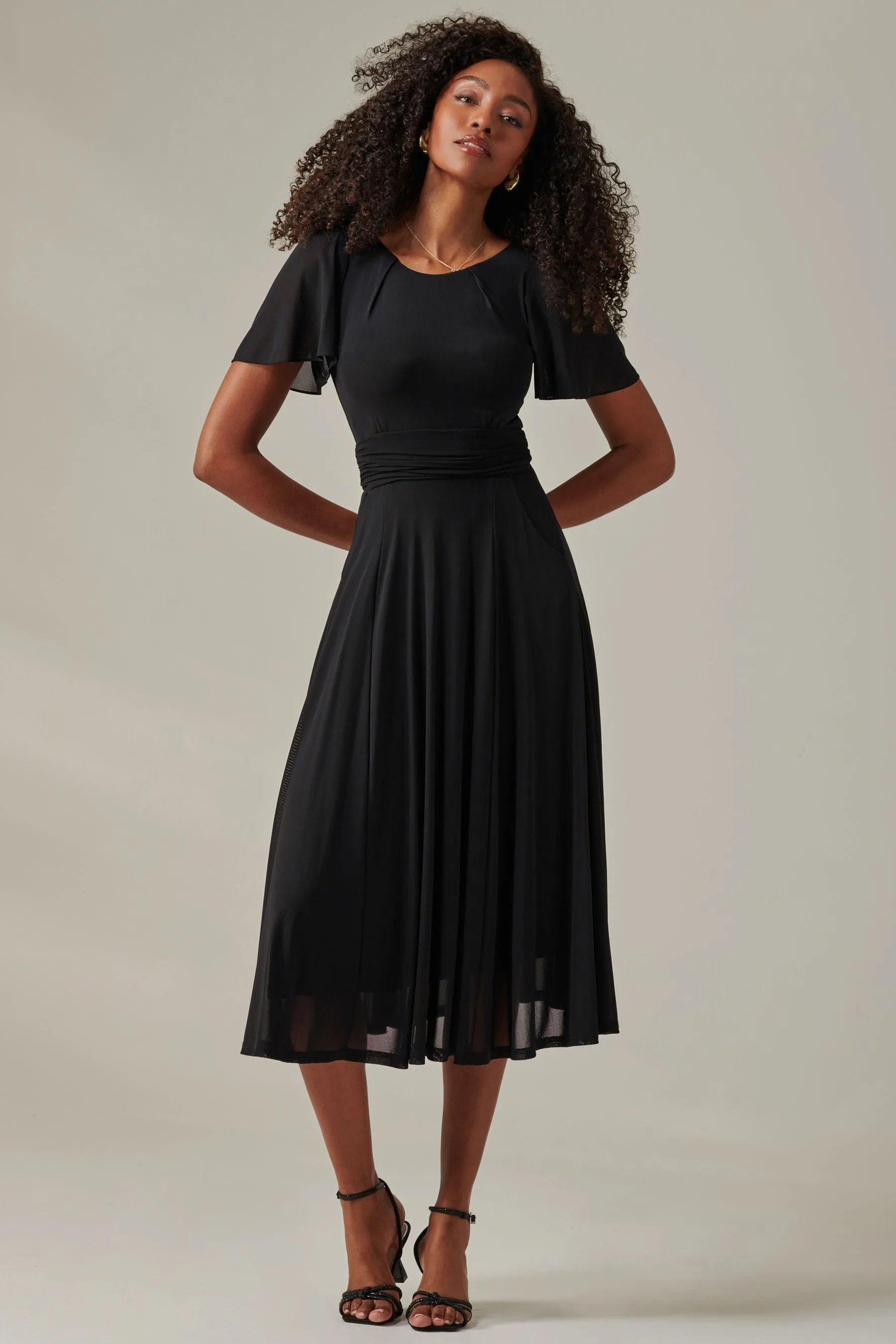 Jolie Moi Ayla Plain Mesh Maxi Dress    
