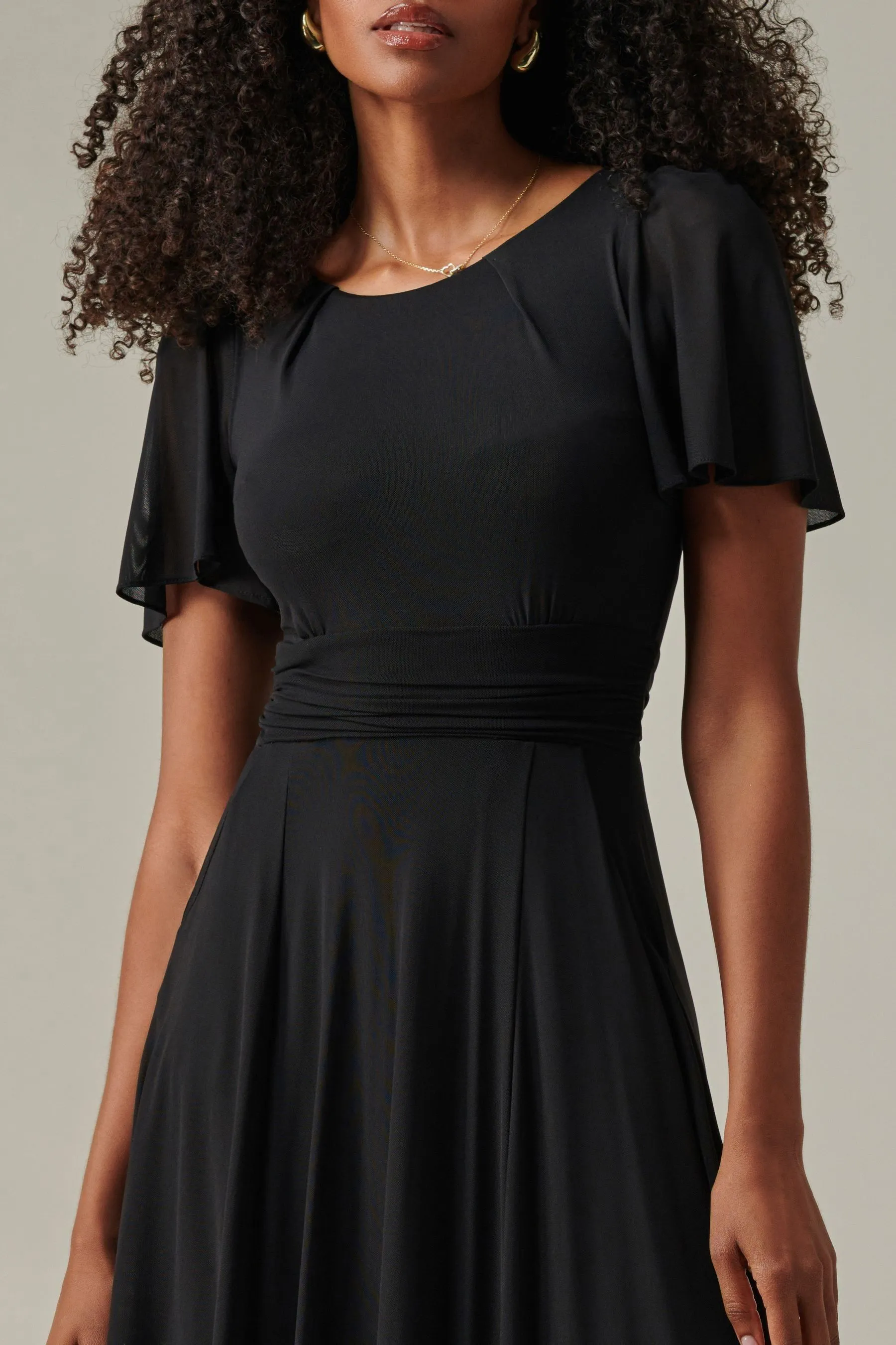 Jolie Moi Ayla Plain Mesh Maxi Dress    