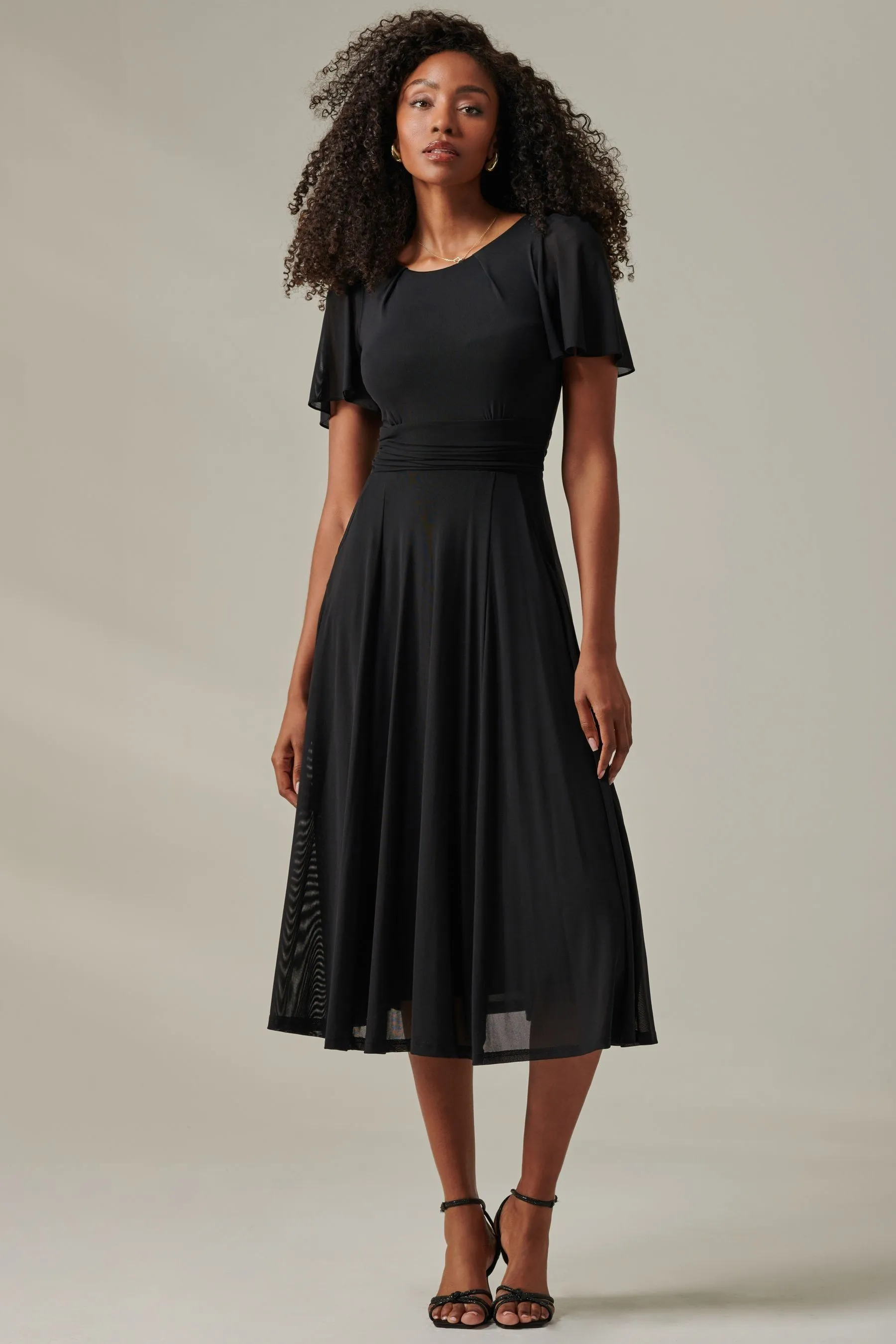 Jolie Moi Ayla Plain Mesh Maxi Dress    