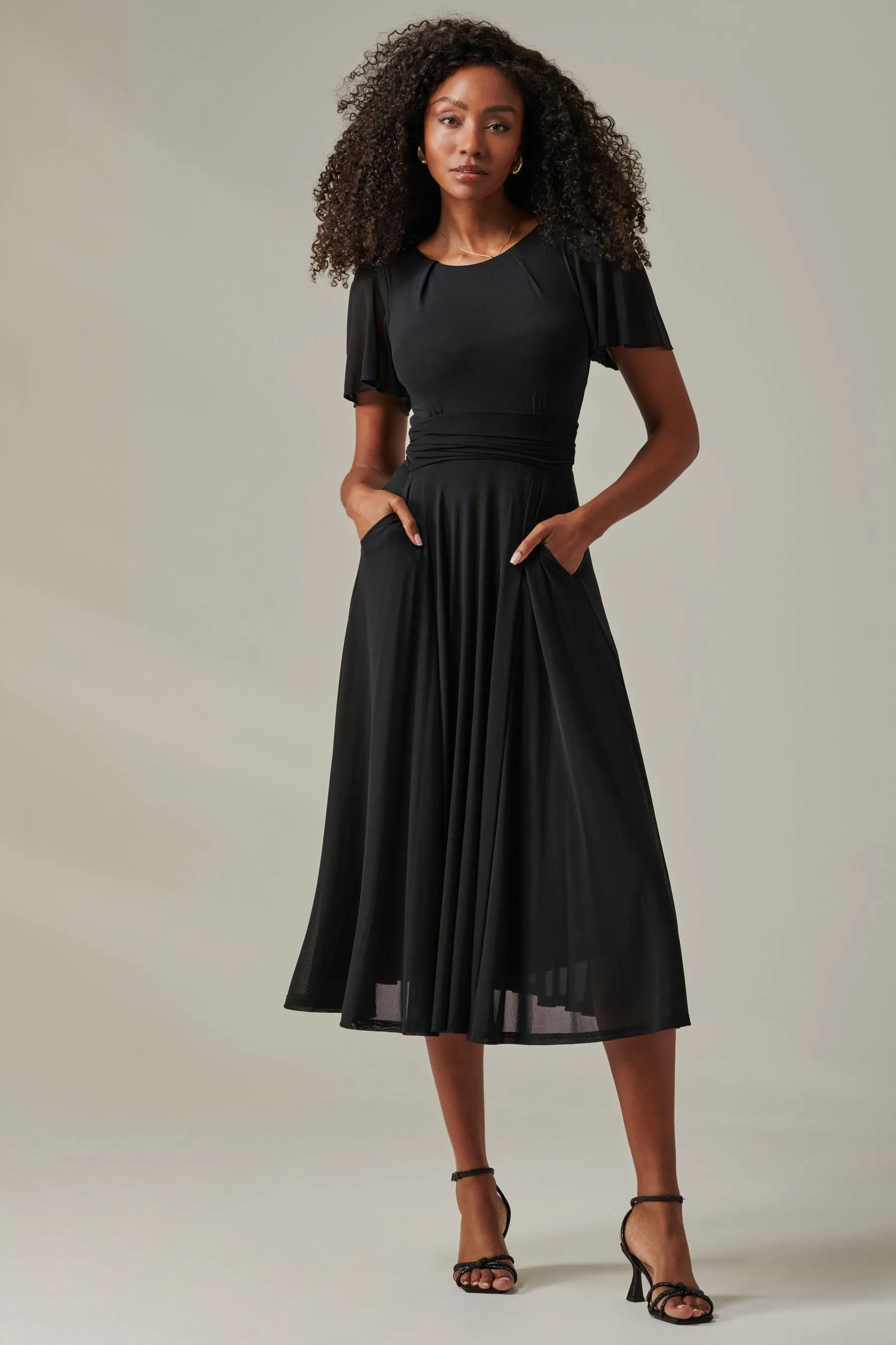 Jolie Moi Ayla Plain Mesh Maxi Dress    