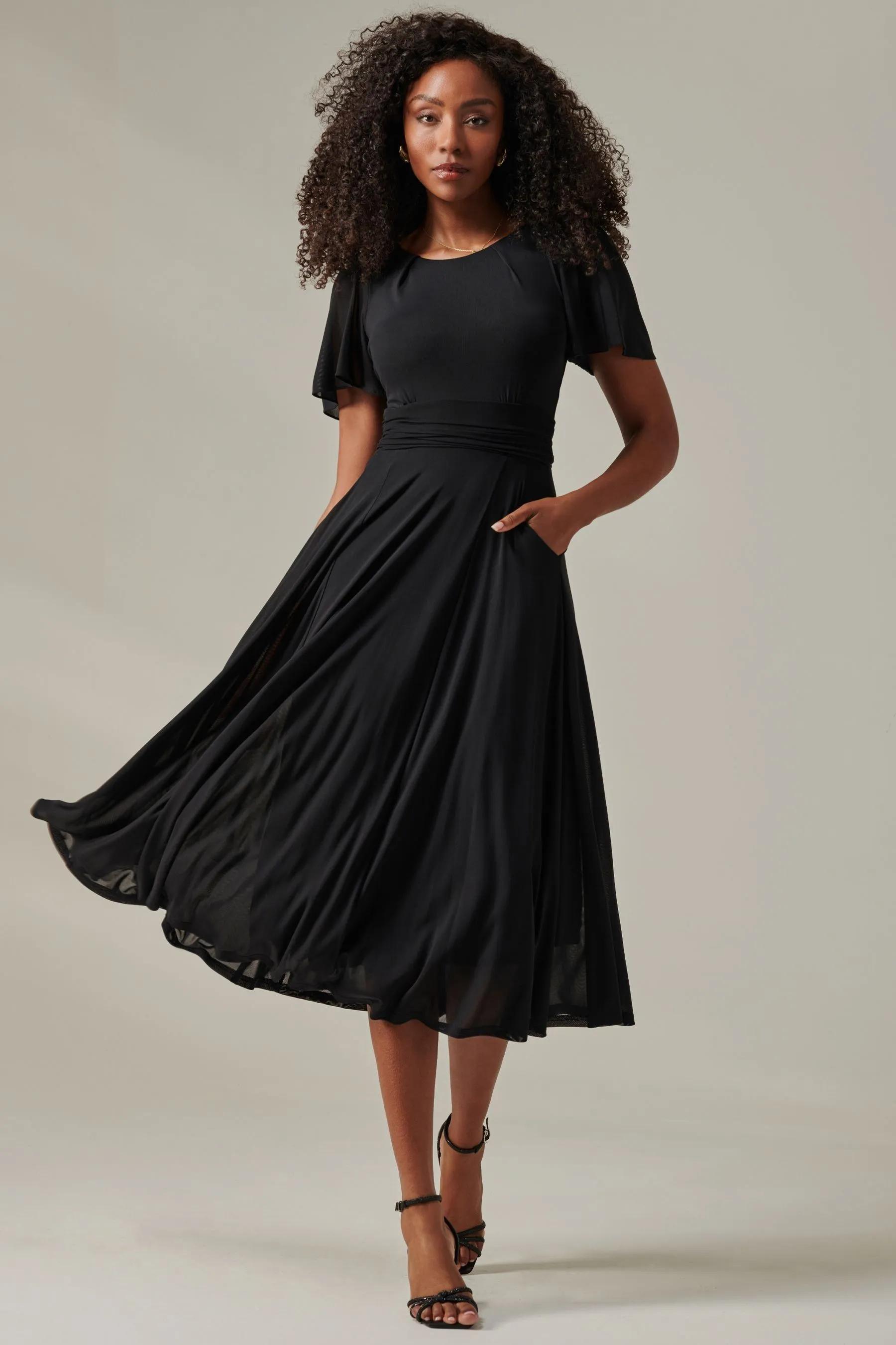 Jolie Moi Ayla Plain Mesh Maxi Dress    