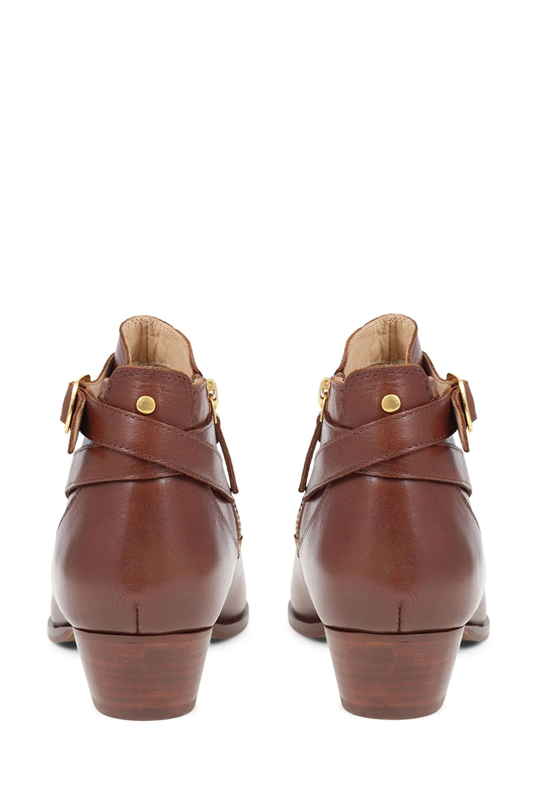Jones Bootmaker Cream - Stivali alla caviglia in pelle con tacco e motivo fairlop