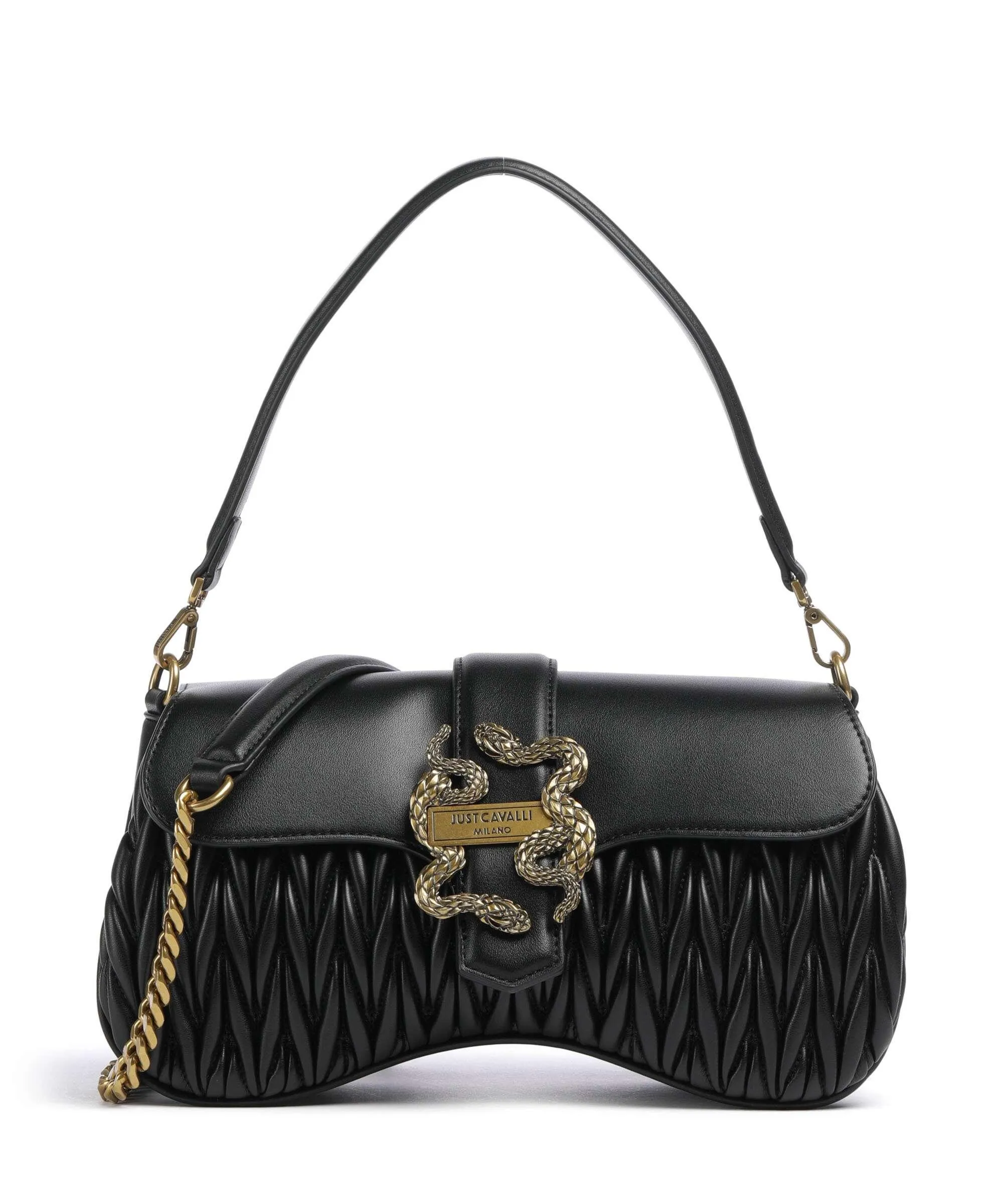 Just Cavalli Iconic Snake Style 1 Borsa a spalla pelle sintetica nero  