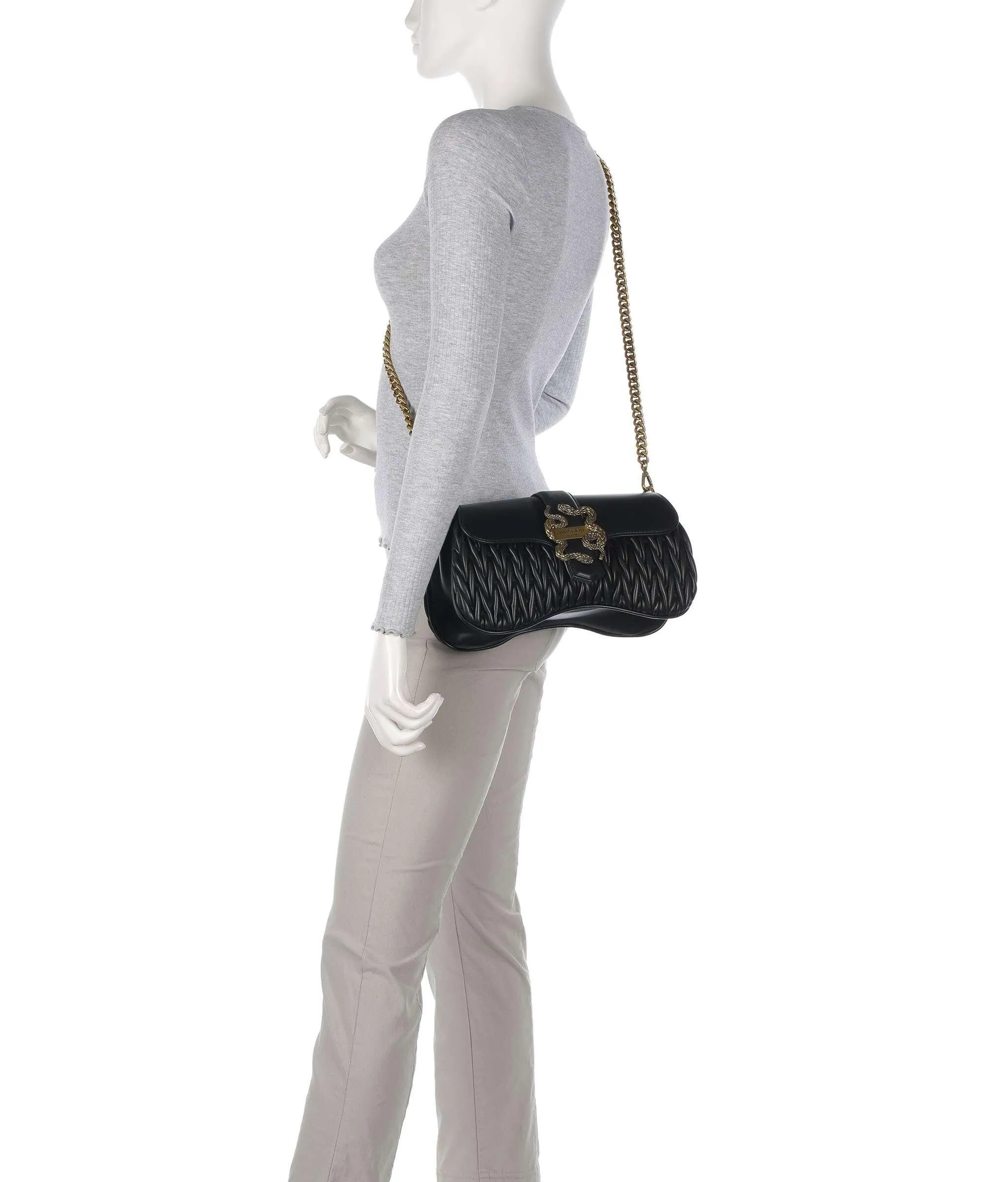 Just Cavalli Iconic Snake Style 1 Borsa a spalla pelle sintetica nero  