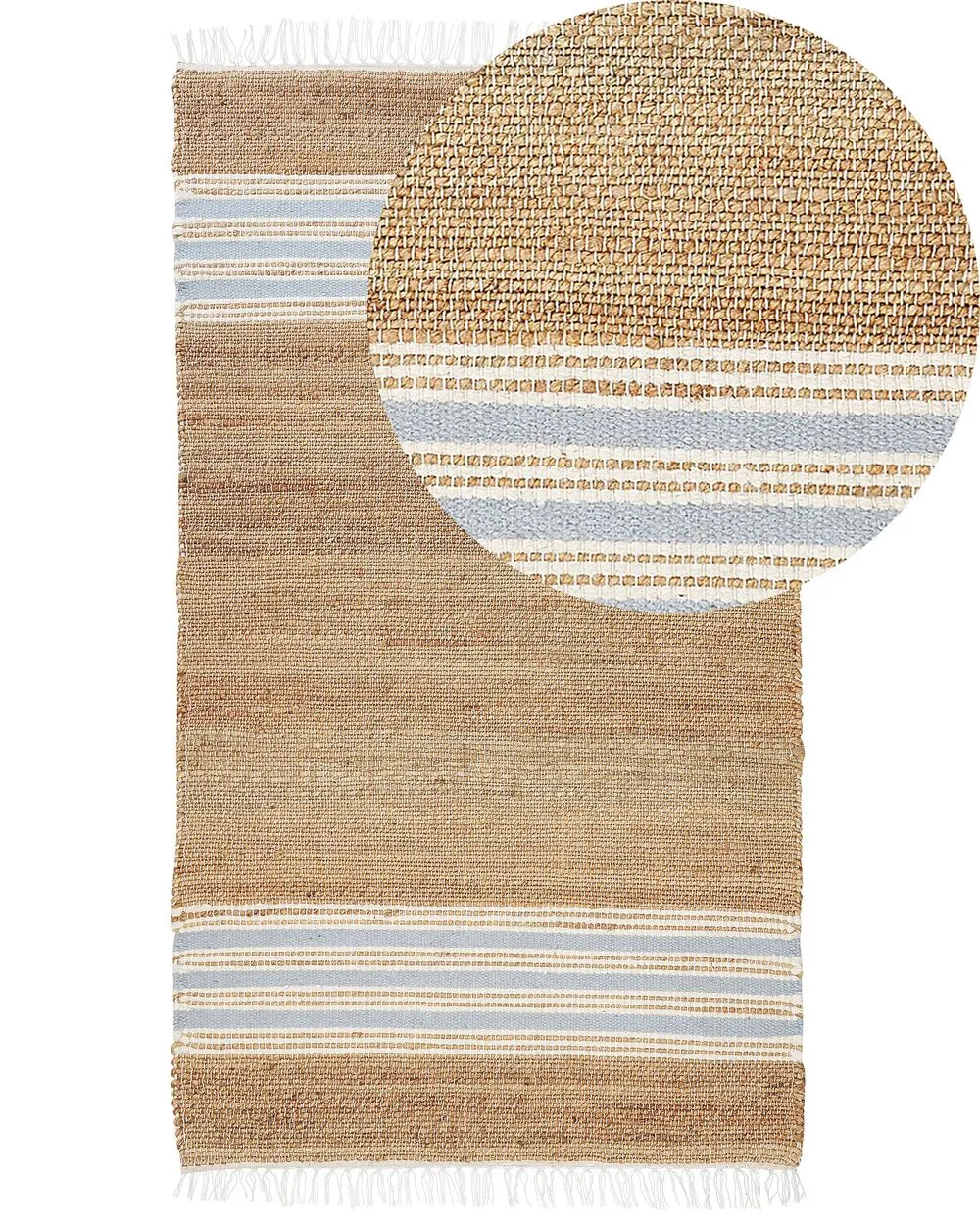 Jute Area Rug 80 x 150 cm Beige and Light Blue MIRZA