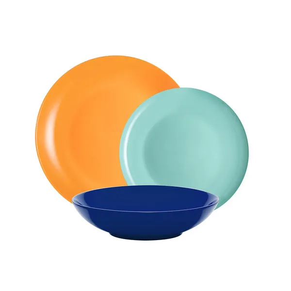 Kaleidos Linea Mitika - set tavola 18 Mitika, arancio/blu/azzurro