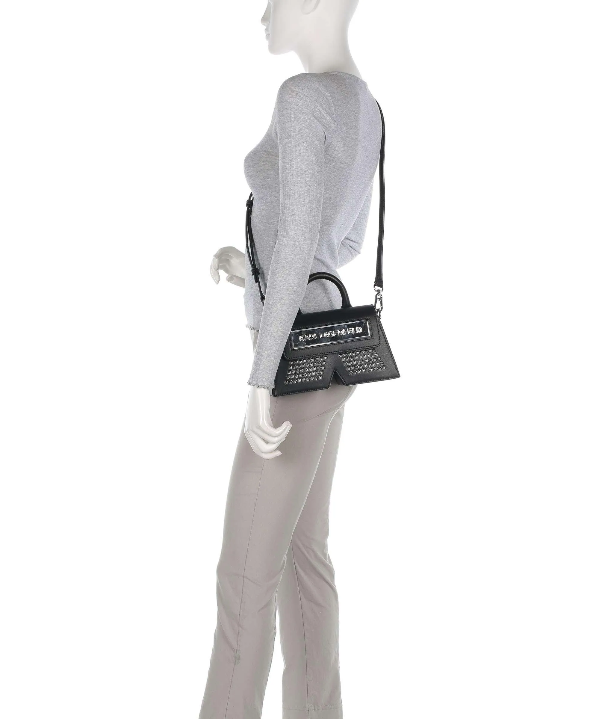  Karl Lagerfeld Ikon K Borsa a tracolla pelle di vacchetta finemente grana nero  