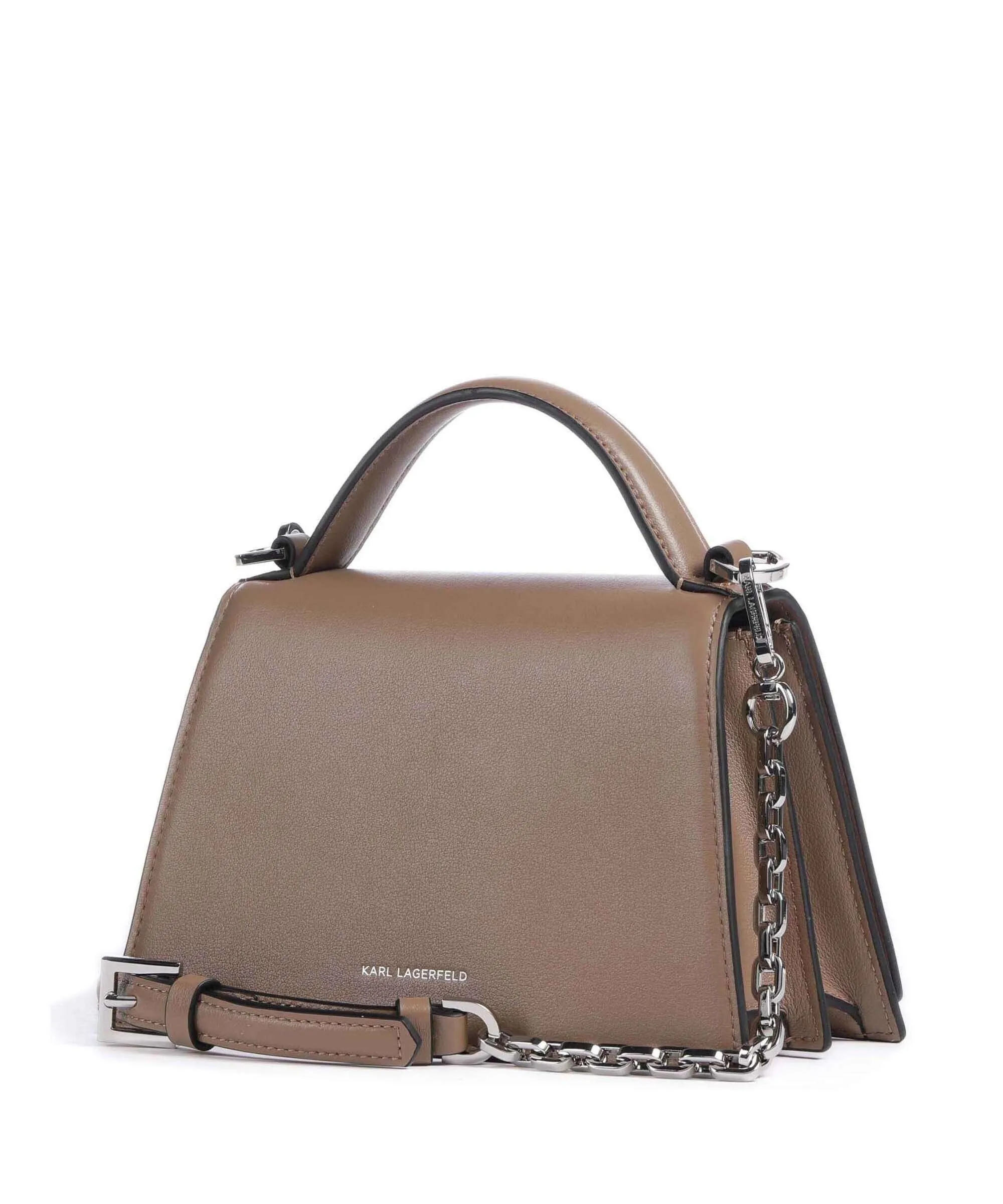  Karl Lagerfeld K/Signature Small Borsa a mano pelle di vacchetta finemente grana marrone  
