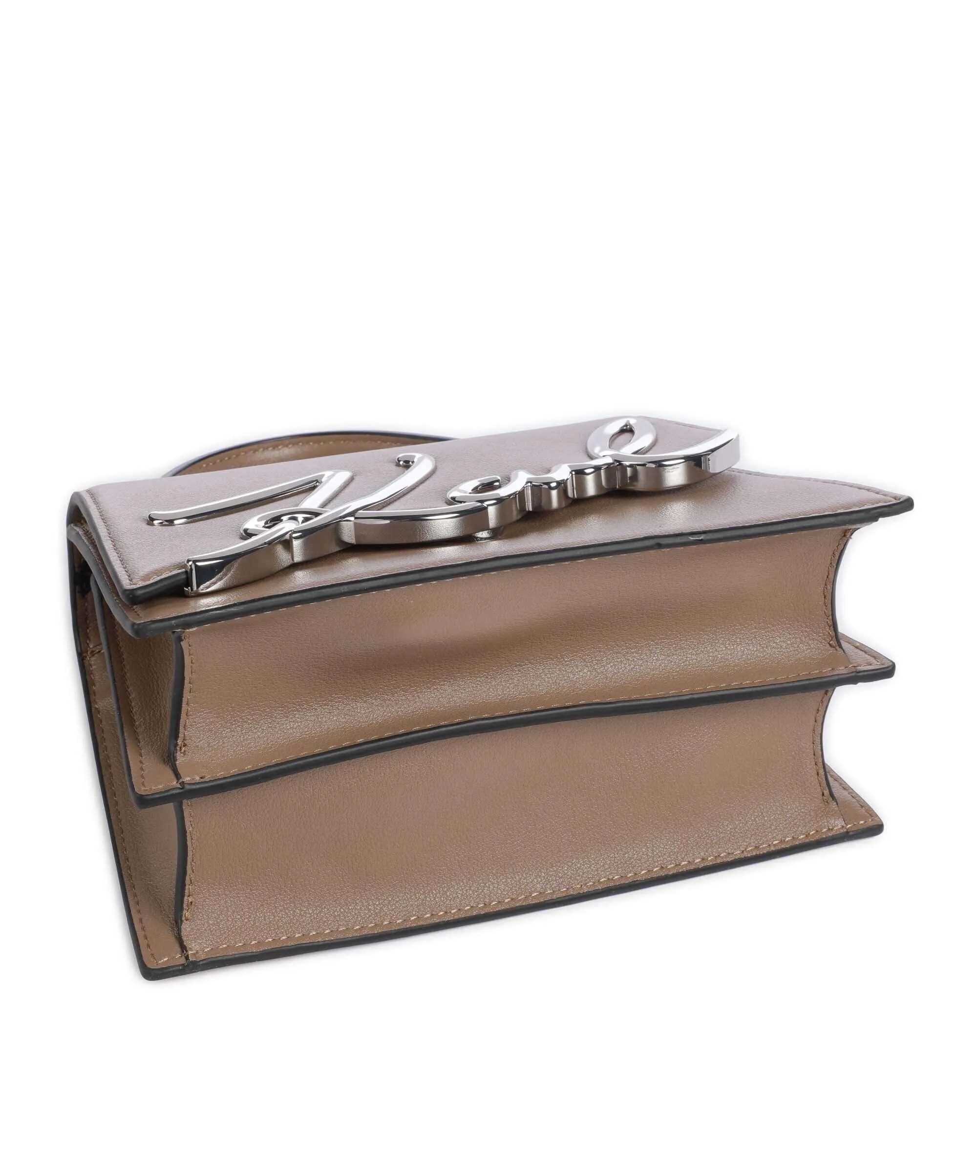  Karl Lagerfeld K/Signature Small Borsa a mano pelle di vacchetta finemente grana marrone  