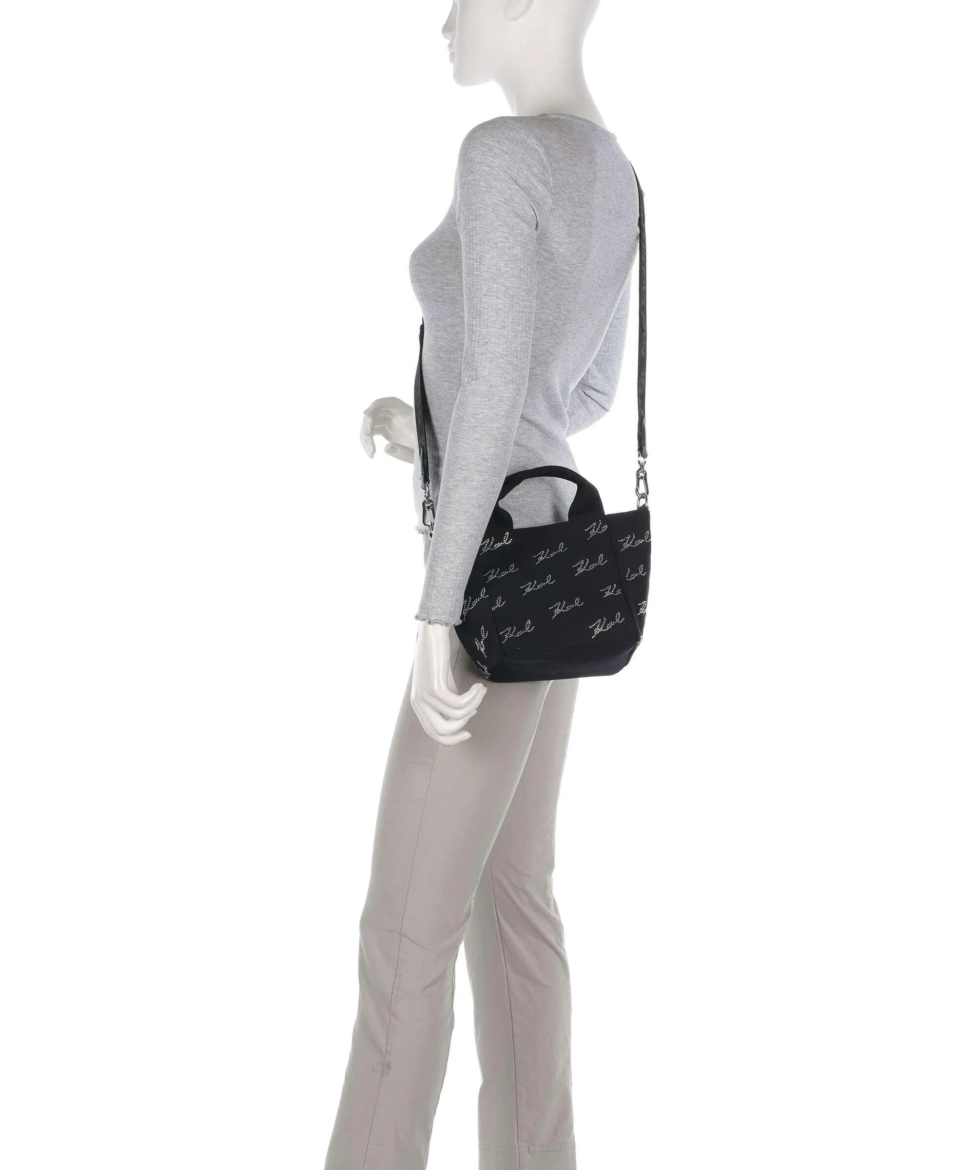  Karl Lagerfeld K/Signature Small Borsa a tracolla cotone nero  