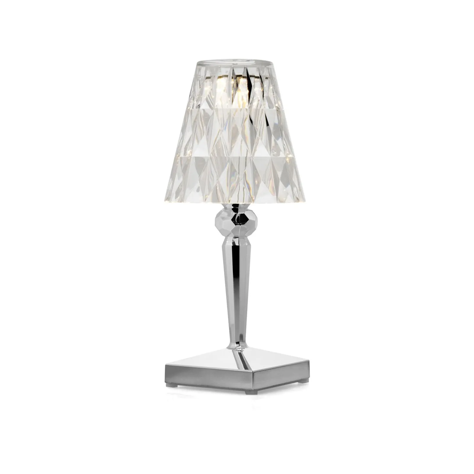 Kartell Lampada LED da tavolo a batteria Battery, 26 cm, color cromo, IP54