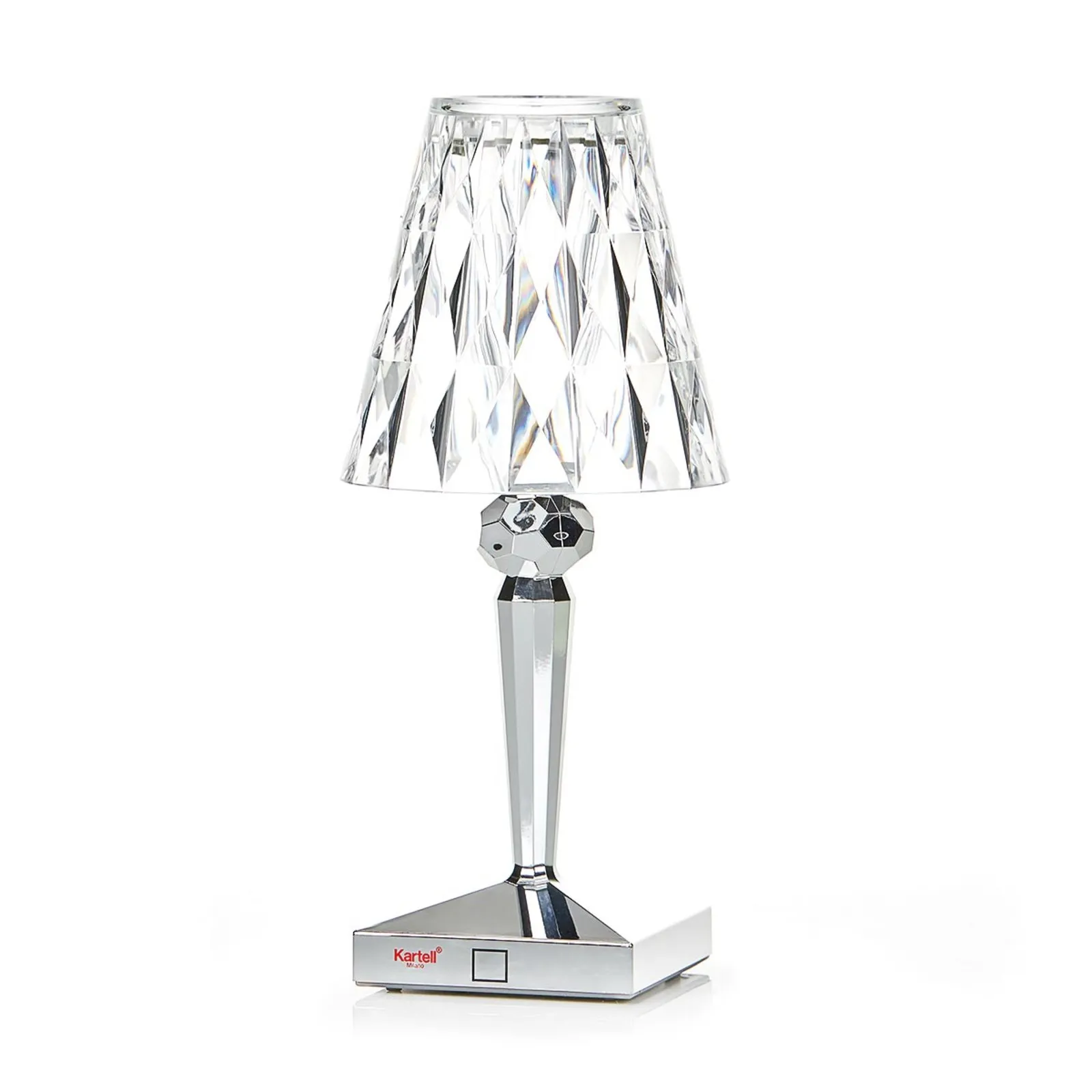 Kartell Lampada LED da tavolo a batteria Battery, 26 cm, color cromo, IP54
