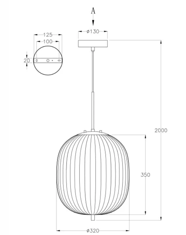 Lampada a Sospensione Decorativa Paralume Vetro Soffiato Rigato Ø32 cm Domizia Fabas